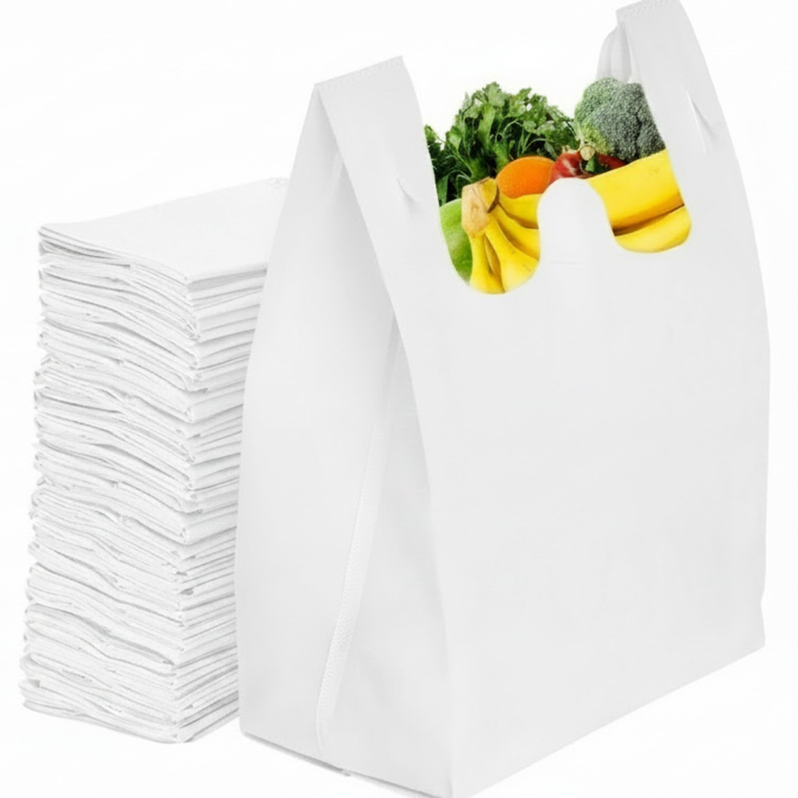 Simply Cool 450 Pack White Reusable Eco-Friendly Grocery T-Shirt Shopping Bag…