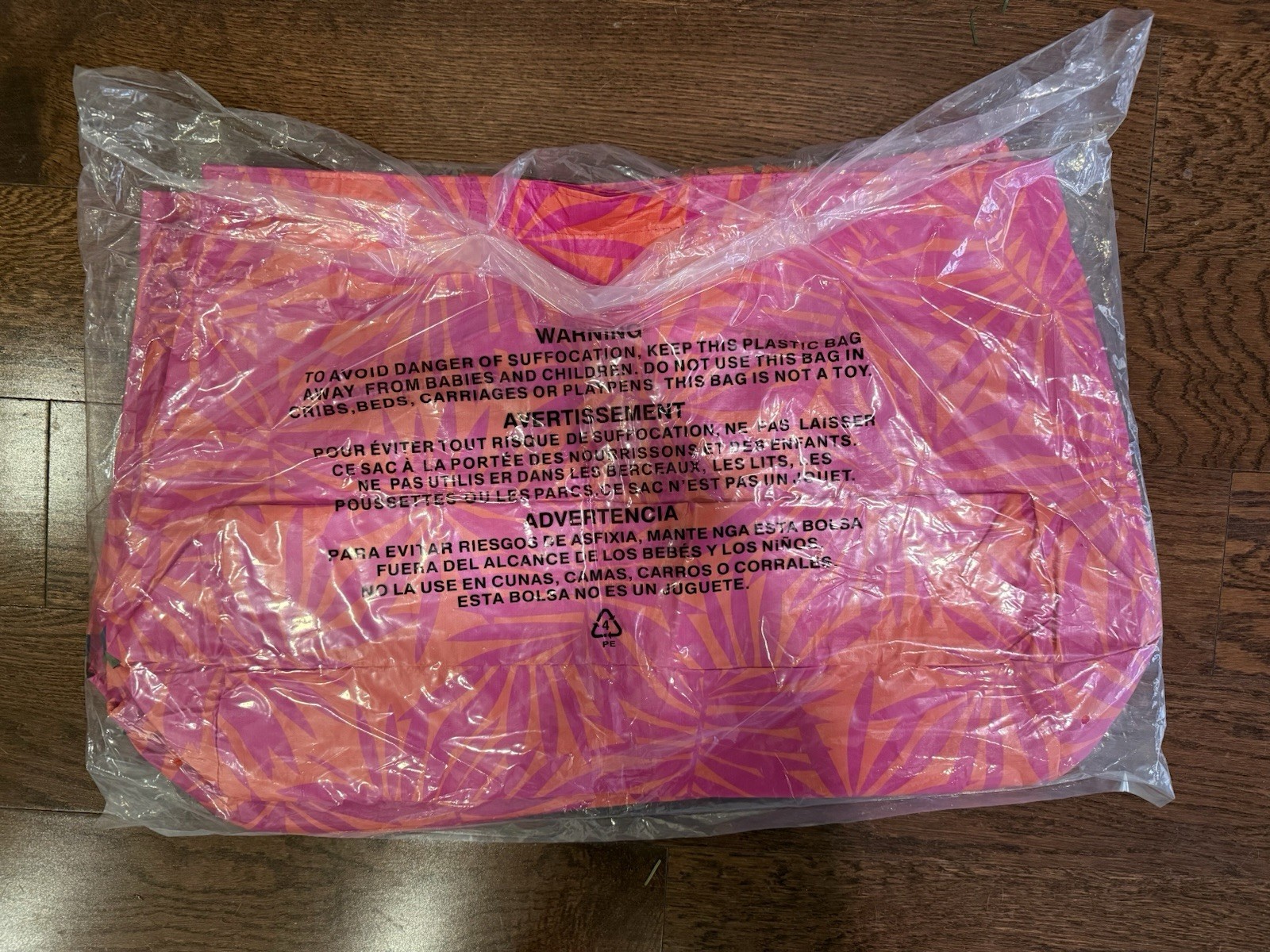 4 Pack Water Resistant Reversible Tote Bag from Open Story Pink Coral Palm