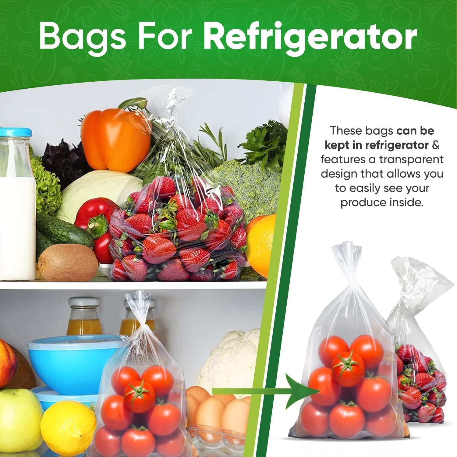 30-Pack (15M, 15L) Reusable Produce Bags for 30 Count (Pack of 1), clear