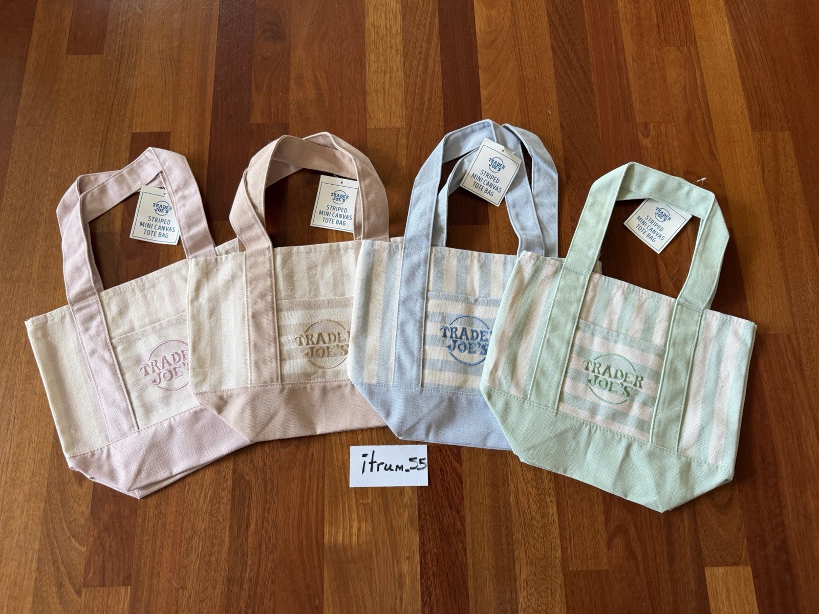 (Lot of 4 bags) Trader Joe’s Limited Striped Mini Canvas Tote Bags (In-Hand)