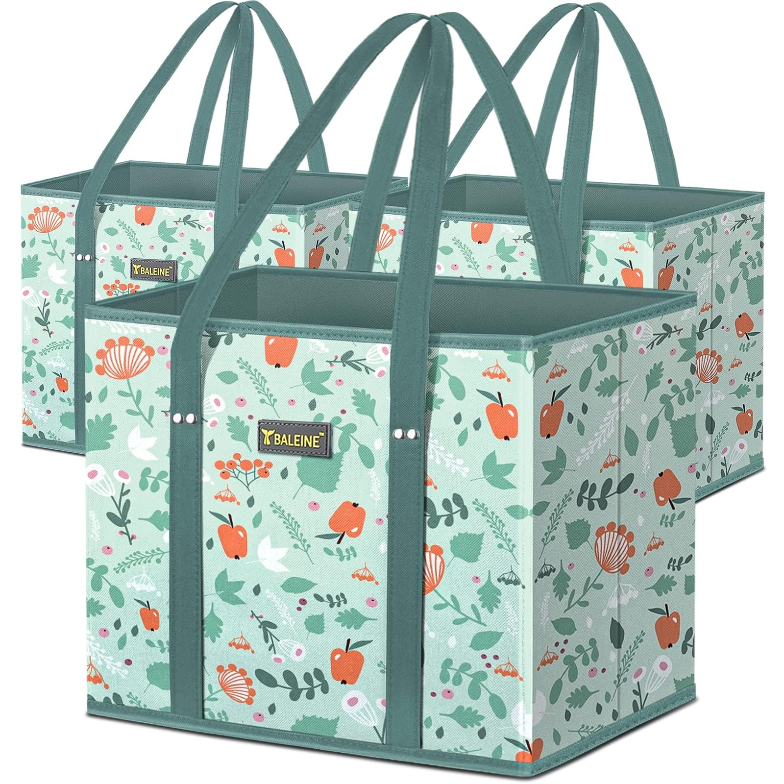 BALEINE 3Pk Reusable Grocery Bags, Foldable Shopping Bags for Groceries with …