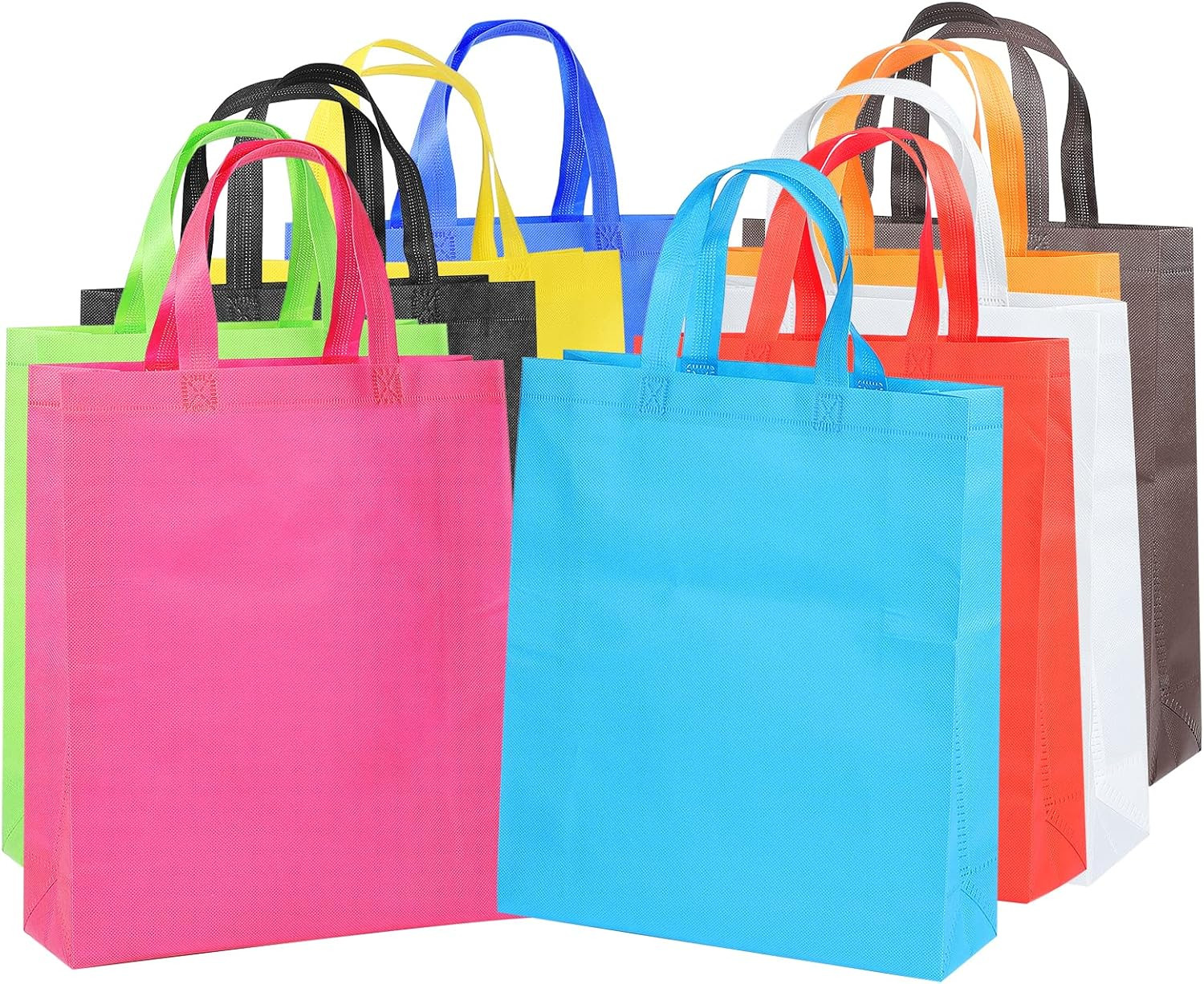 Supersize 14 Pack Reusable Non Woven Gift Bags with Handles Party Fabric Tote