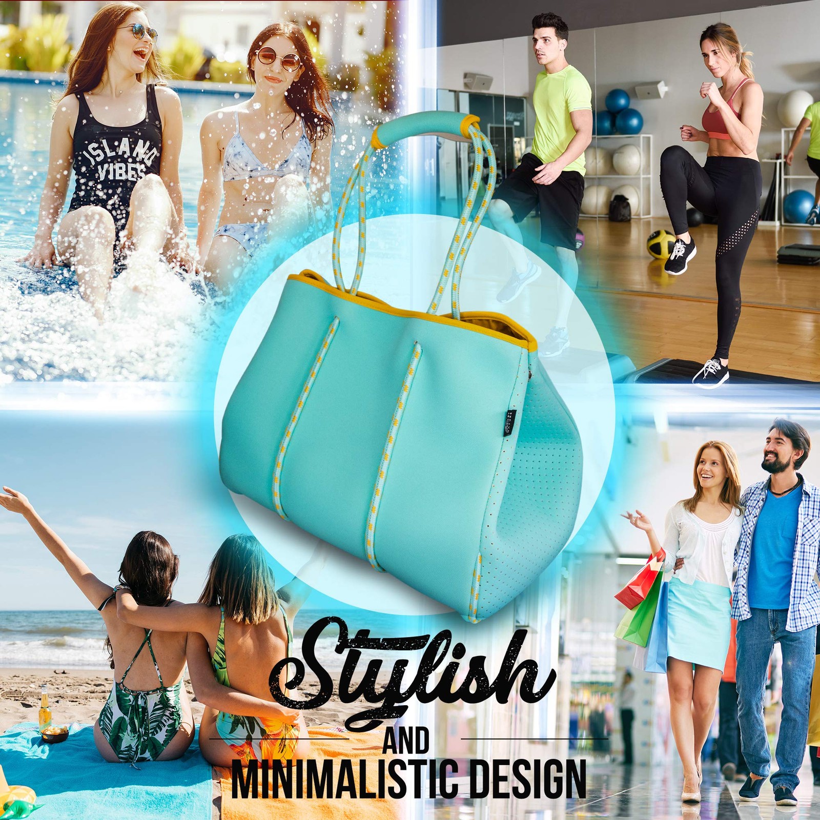 Large Designer Neoprene Beach Bag Tote Versatile Travel Tote Perfect For Boat…