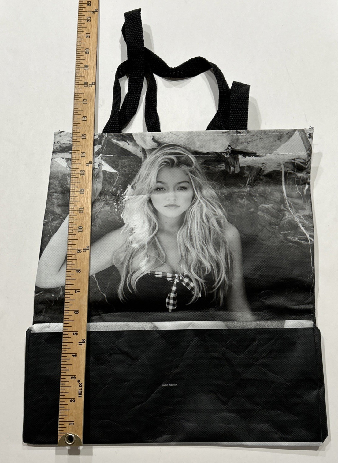 GUESS Reusable Tote Shopping Gift Bag 15” X 14” X 5” DOUBLE SIDED MODEL PHOTOS