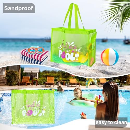 Large Capacity Mesh Beach Tote Bag With funny Summer beach phrase Lemon Green