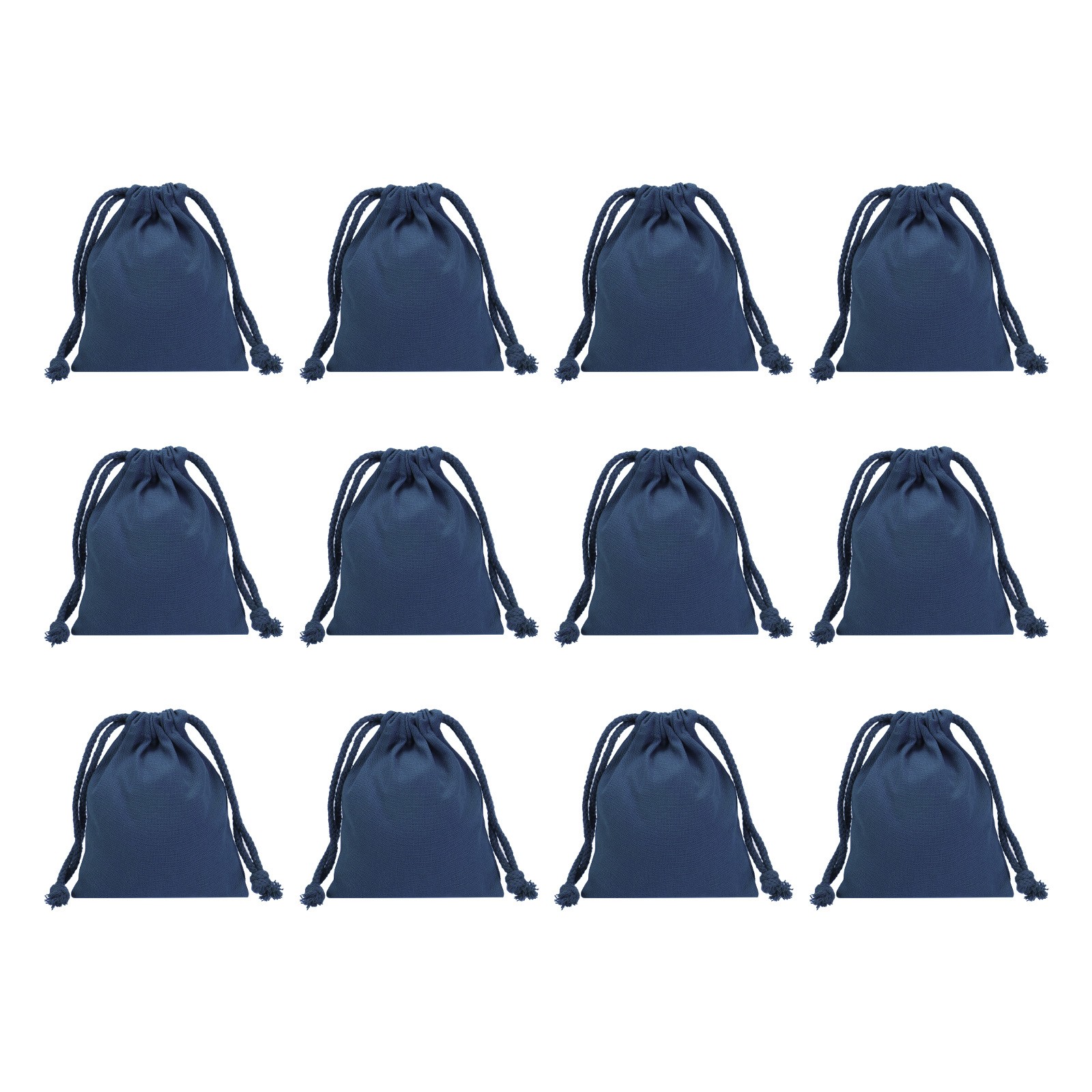 12pcs 100% Cotton Reusable Drawstring Bags 5″x6″ Dust Bags Navy Blue