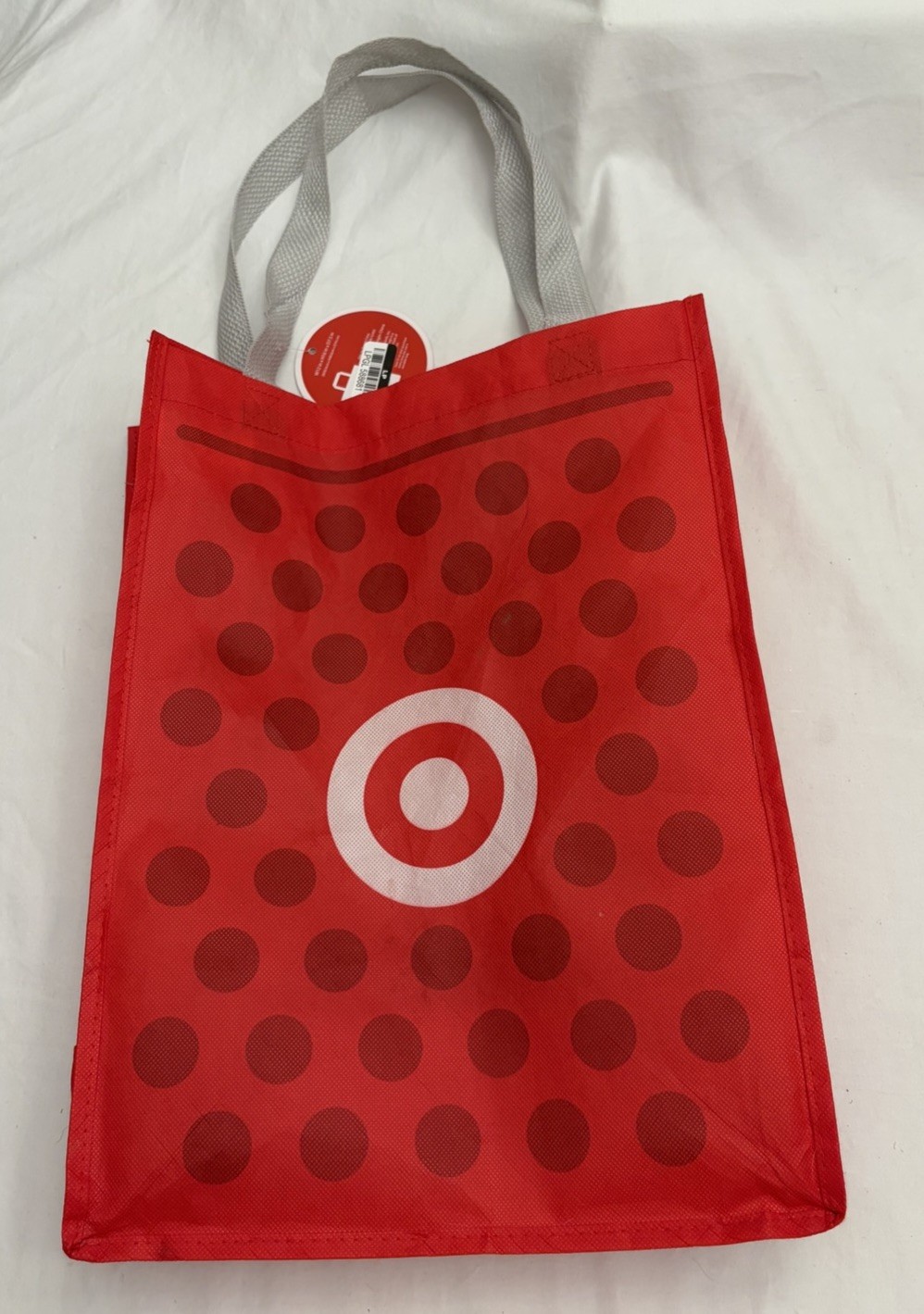Reusable Target Shopping Bag Bullseye Red & White W/Handle Straps NWT