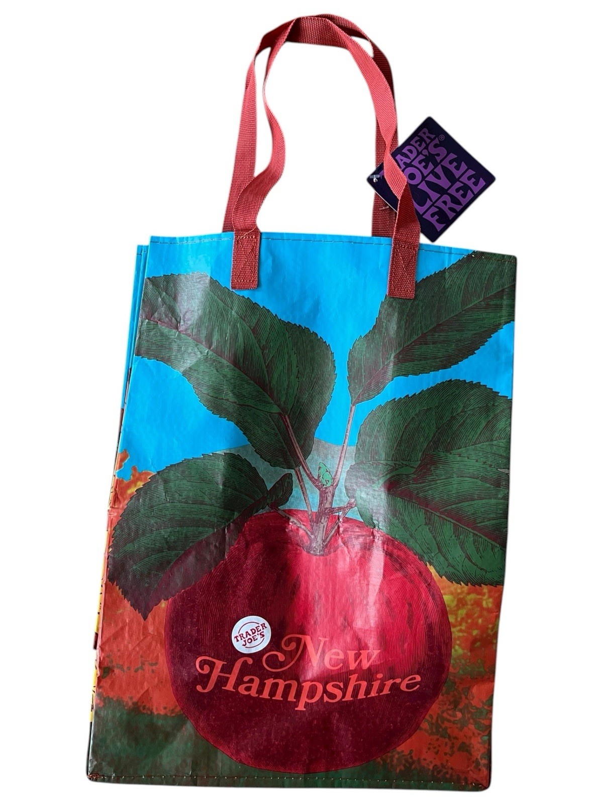 Trader Joes Tote Shopping Bag New Hampshire Apple 16×11.5”