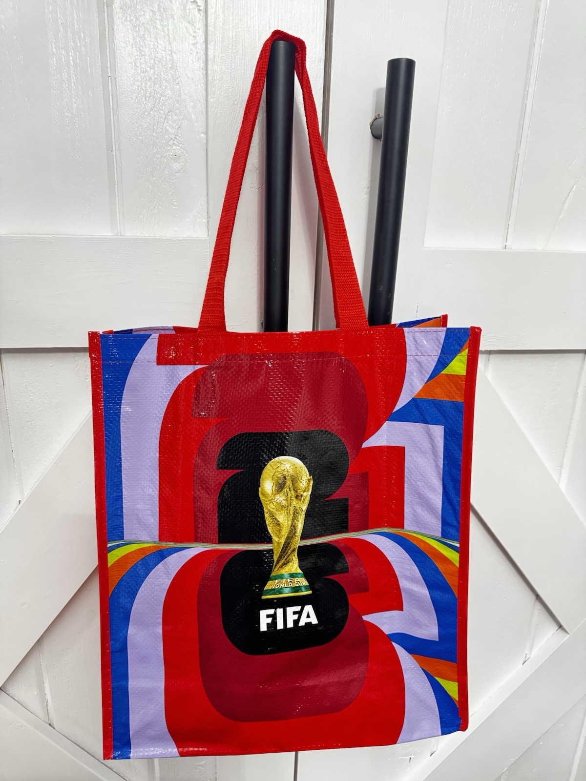 FIFA World Cup 2026 Reusable Large Tote Bag Red Multicolor Graphic Print