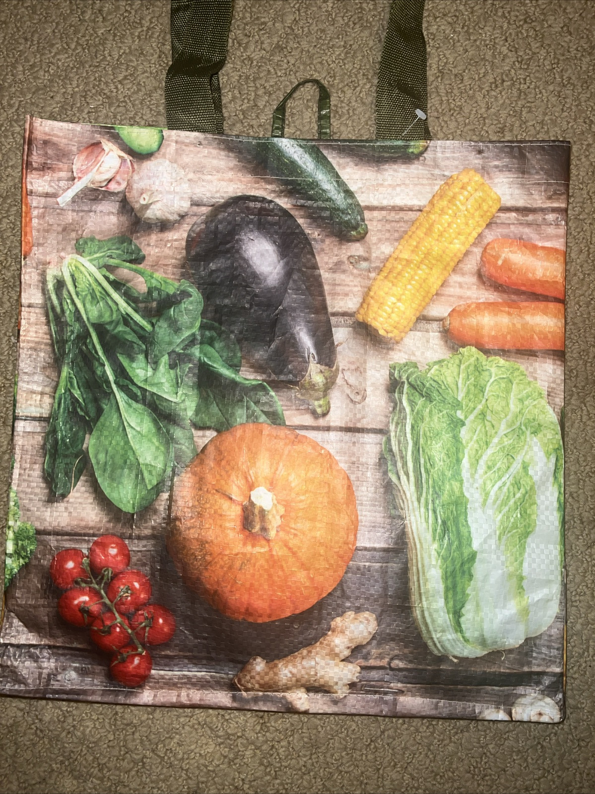 🥬🍅🥕🍆🌽Kroger Reusable Grocery Bag Shopping Tote COLORFUL Fruits Vegetables