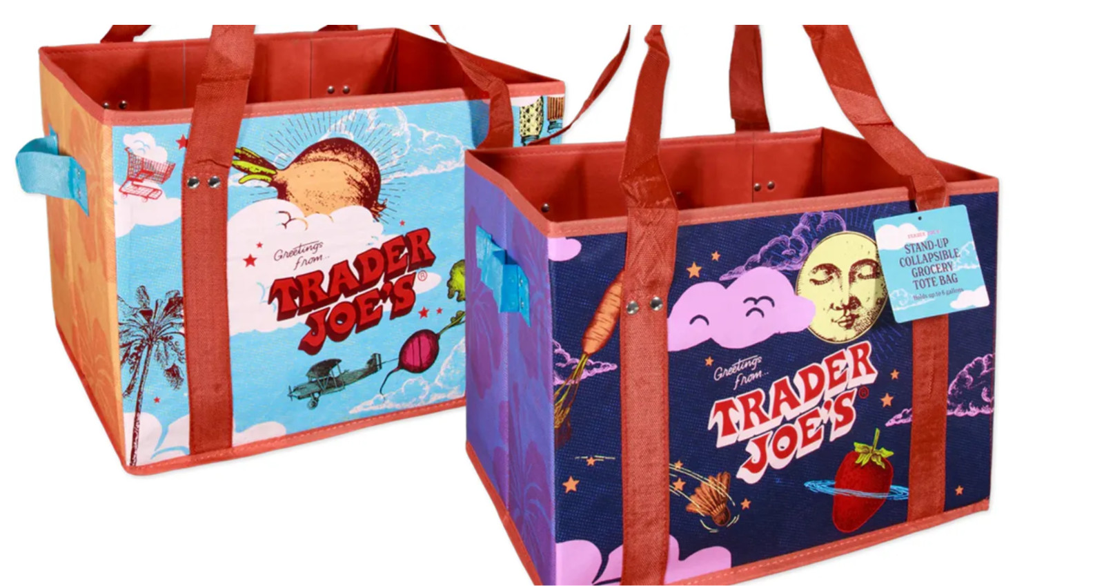 🔥Trader Joe’s Limited Stand-Up Collapsible Tote Bag Brand NEW Moon & Sky 2025