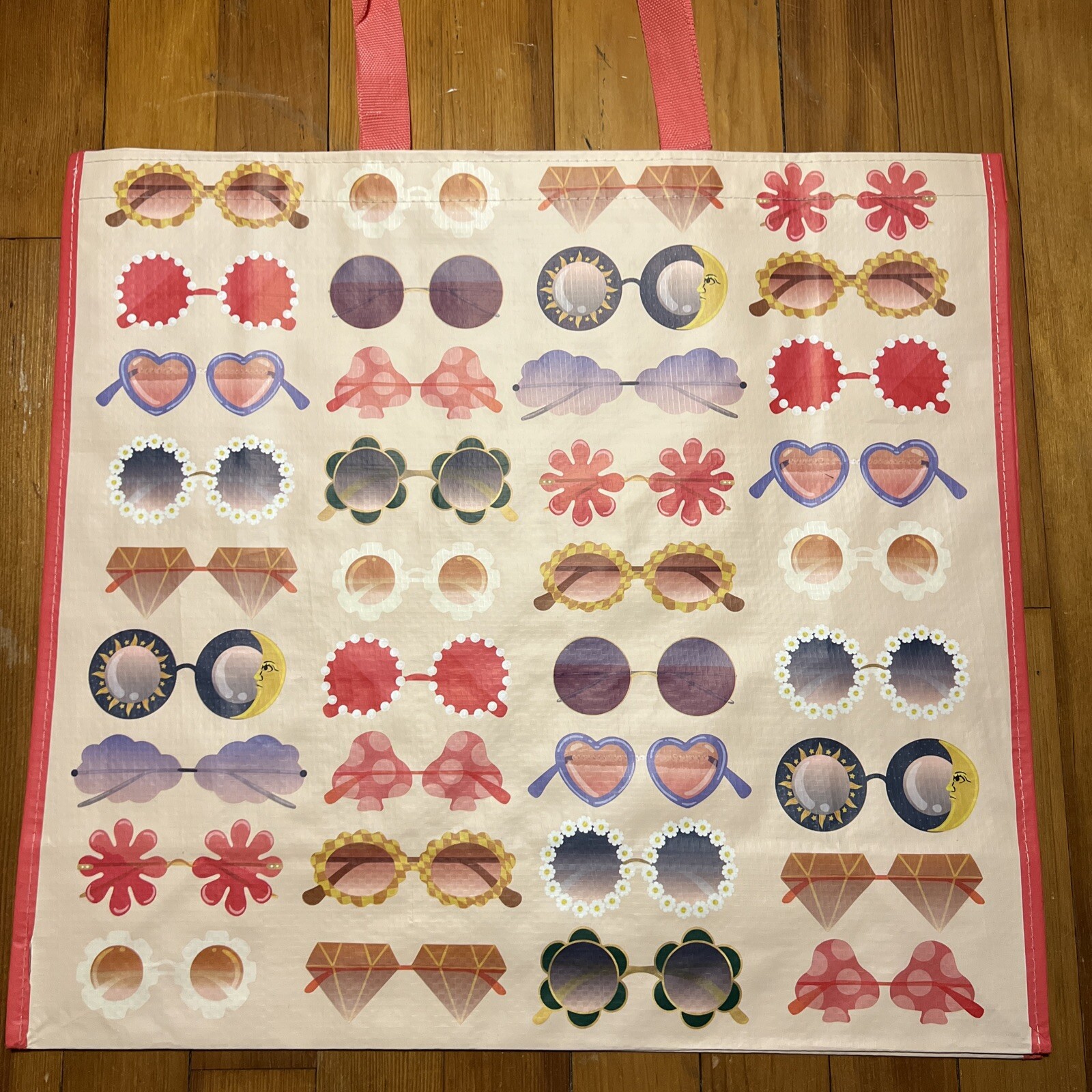NEW TJX Large Reusable Shopping Bag – Beautiful Design! GLASSES 👓 To Cool 😎