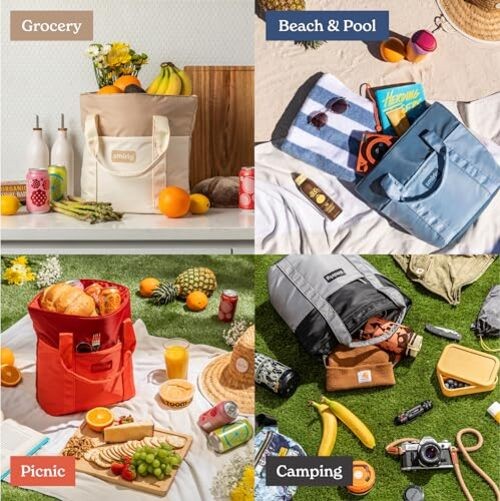 Grey Collapsible Cooler Bag – Large Thermal Insulated Grocery Bags