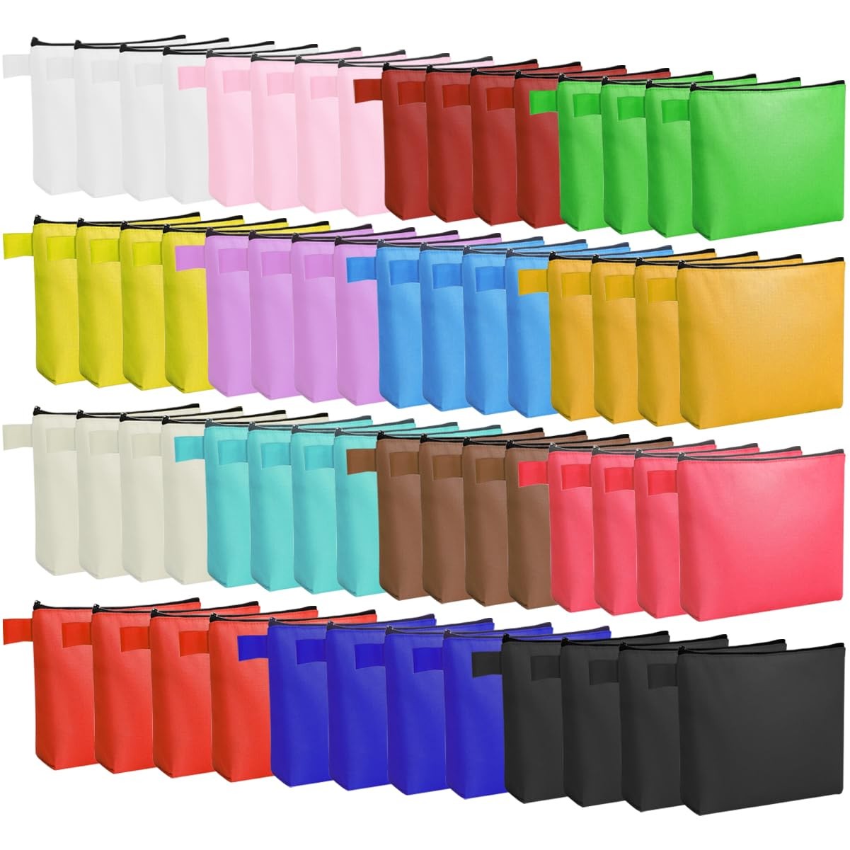 60 Pcs Canvas Makeup Bags Bulk Multi-Purpose 9.8 x 5 x 2 Inch, Multicolor