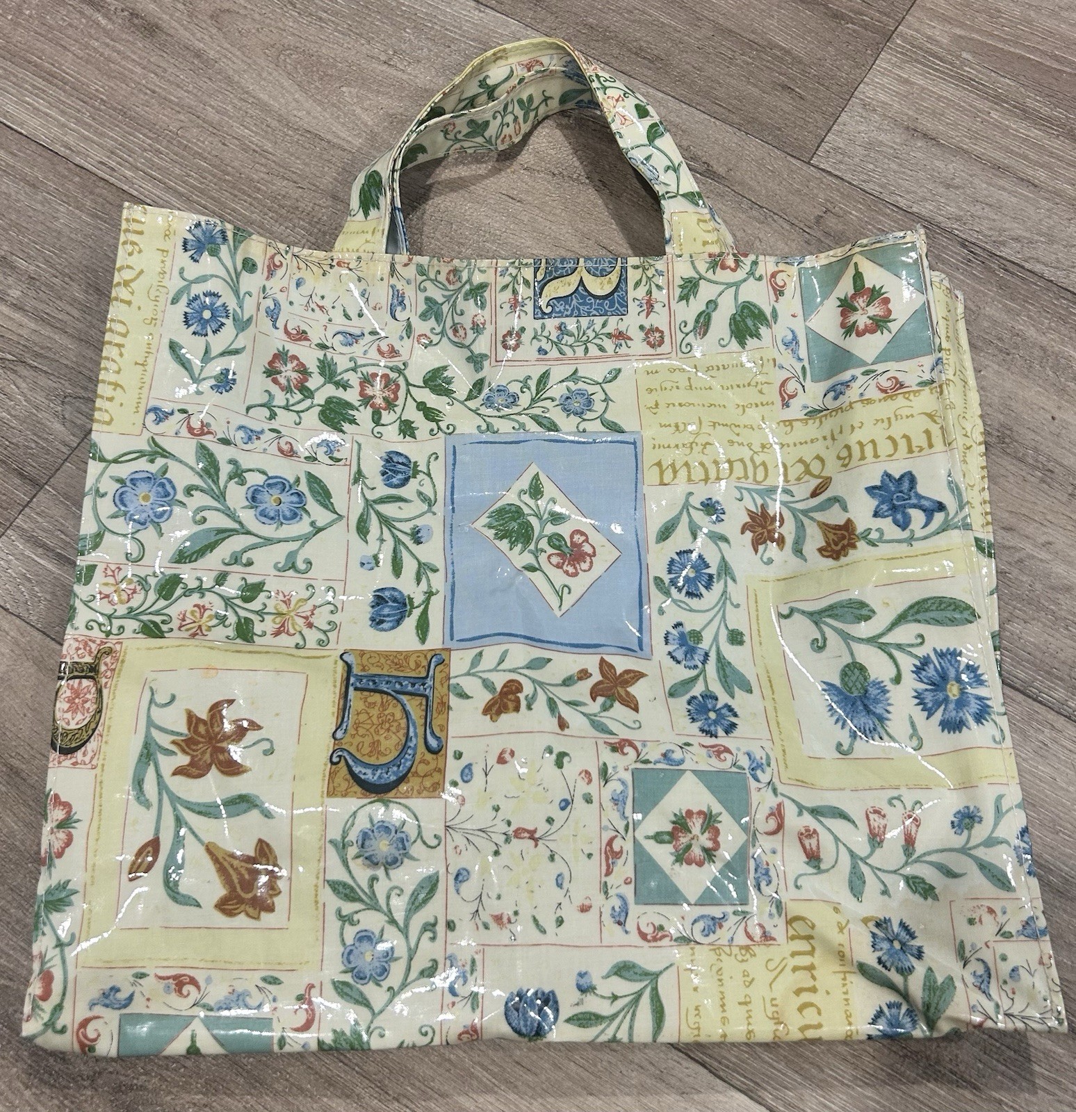 Samuel Lamont Floral Multicolor PVC Reusable Shopping Bag Tote w/ Zipper