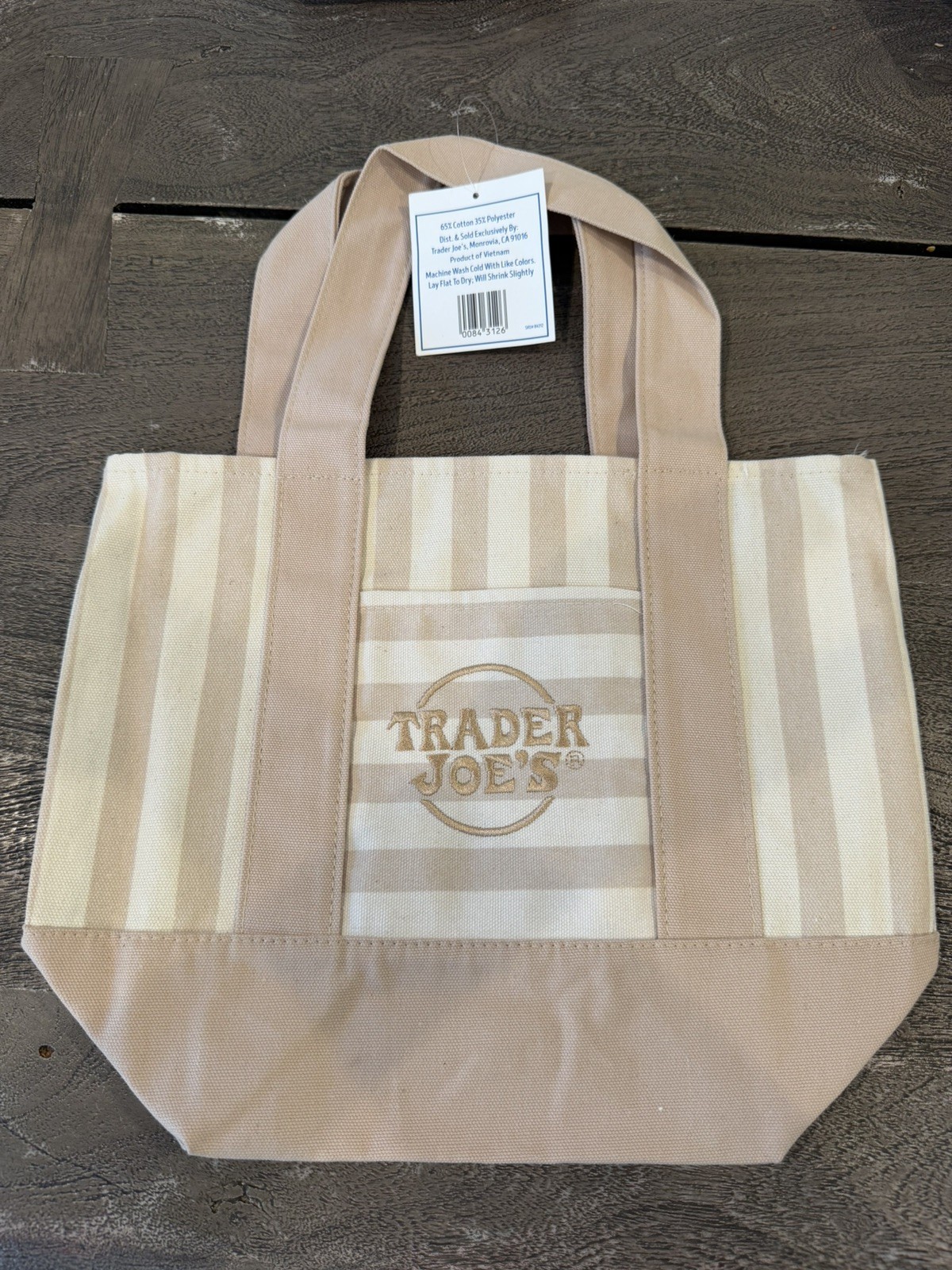 *Limited Edition* TRADER JOE”S Pastel *BEIGE/TAN” Canvas Mini Tote FREE SHIPPING