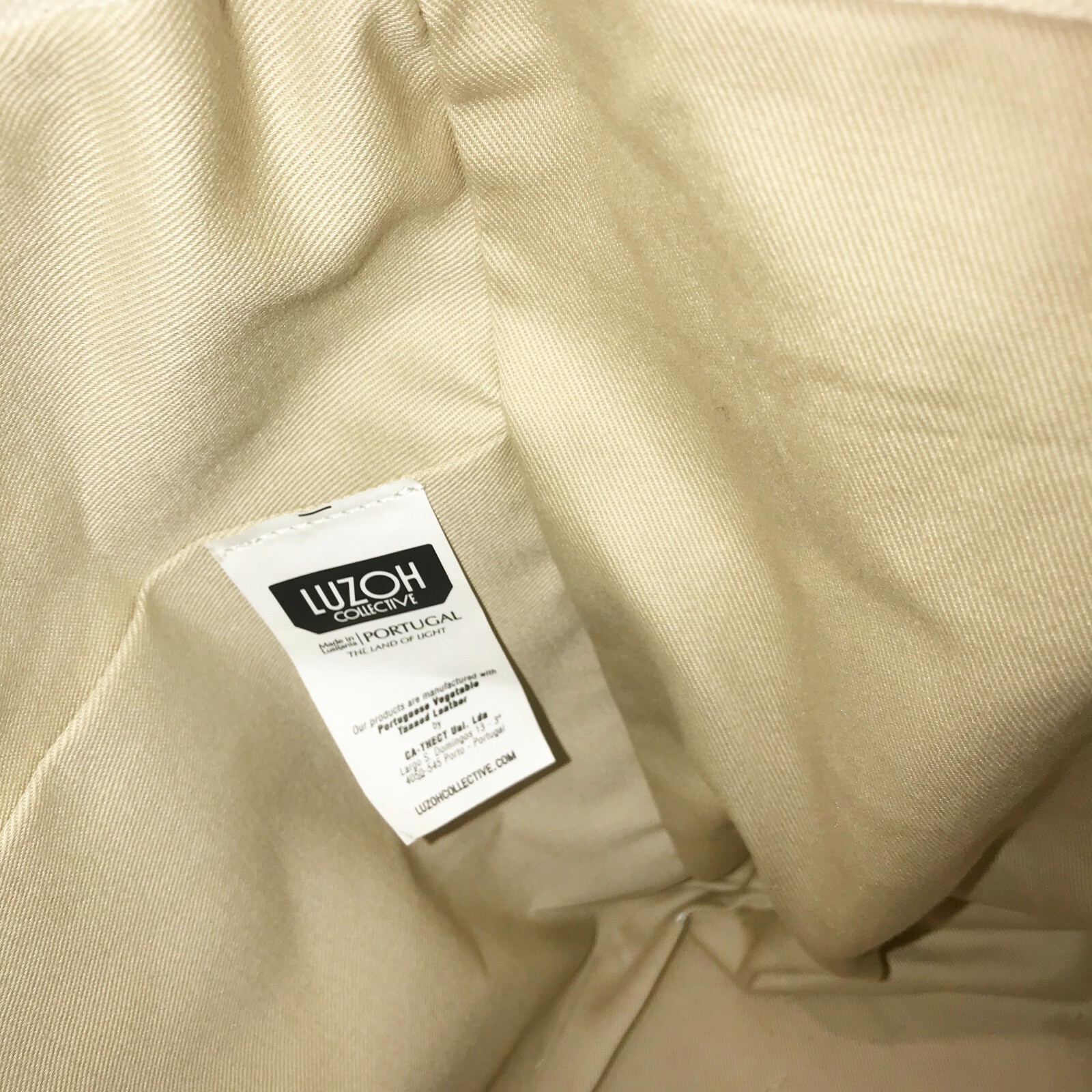New LUZOH Gardening Tote Cotton Poly Tan Leather Trim Natural Taupe Floral 8 Pkt