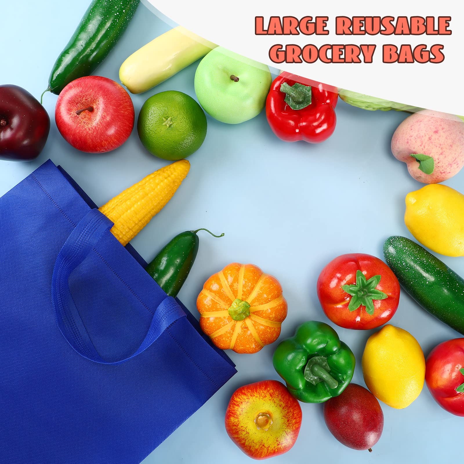 80 PCS Non Woven Tote Bags Bulk Large Reusable Grocery Bag 15×11.8×4 Inch