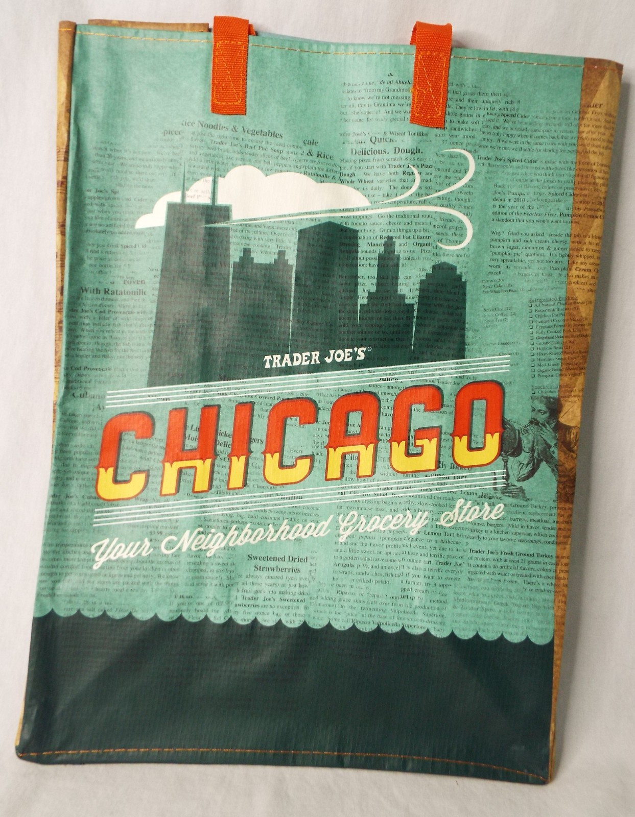 Vintage Trader Joe’s Chicago Reusable Grocery Tote Bag 6 Gallon NWT