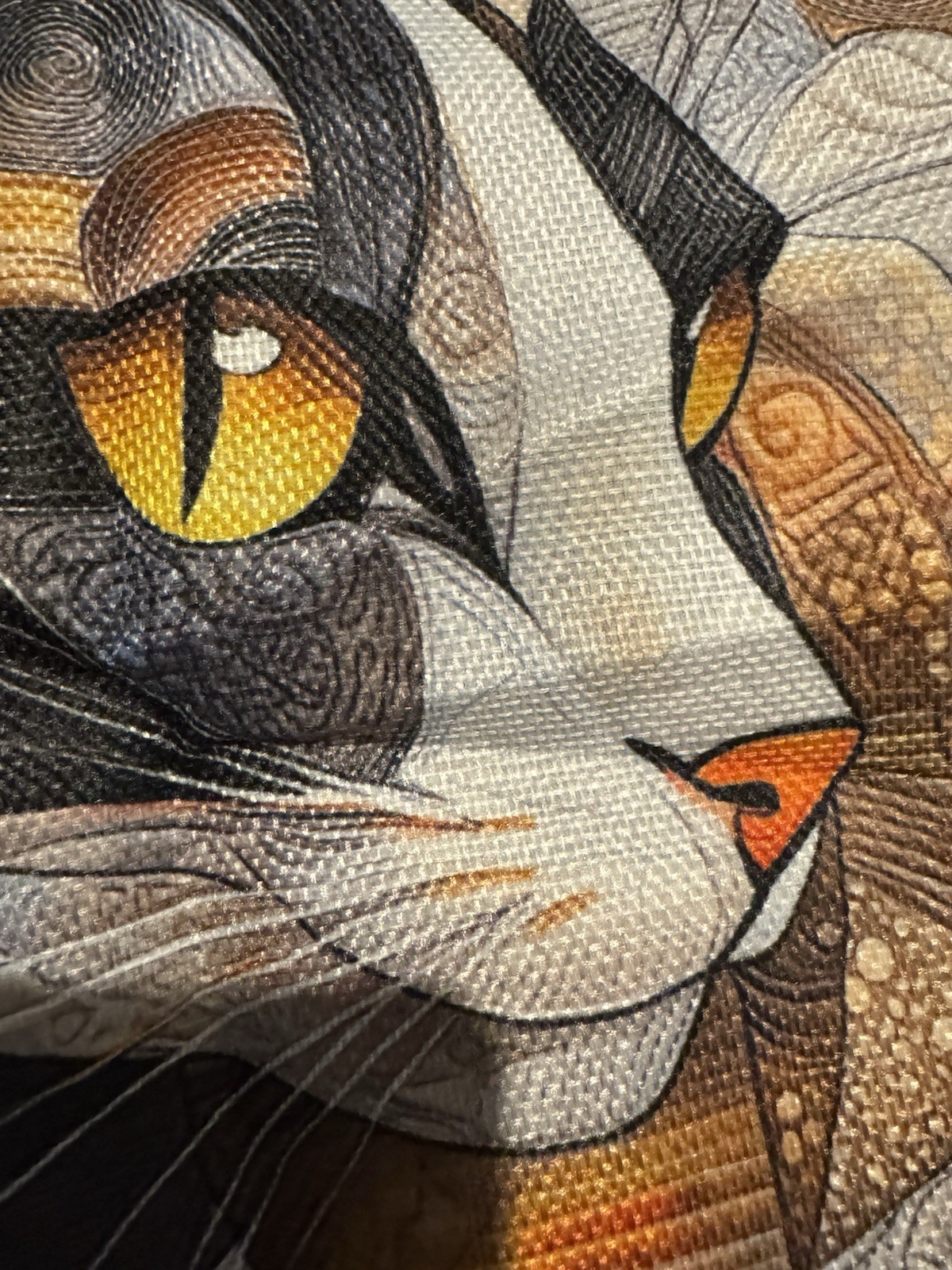 Abstract Cat Print Canvas Tote Bag 13×15 Artistic Shoulder Shopper Bag