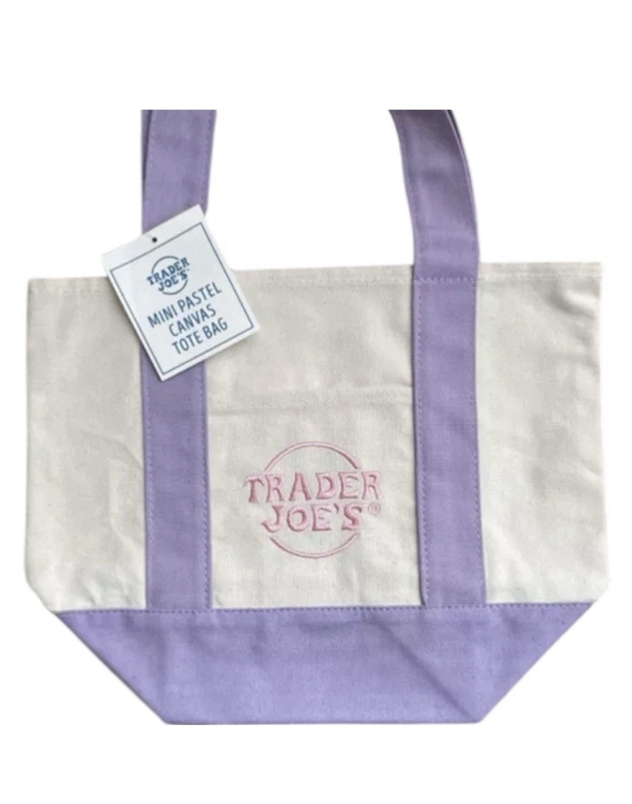 Trader Joe’s Mini Canvas Tote Bag Pastel Pink Green Blue Lavender 4 Set 🛍️💜
