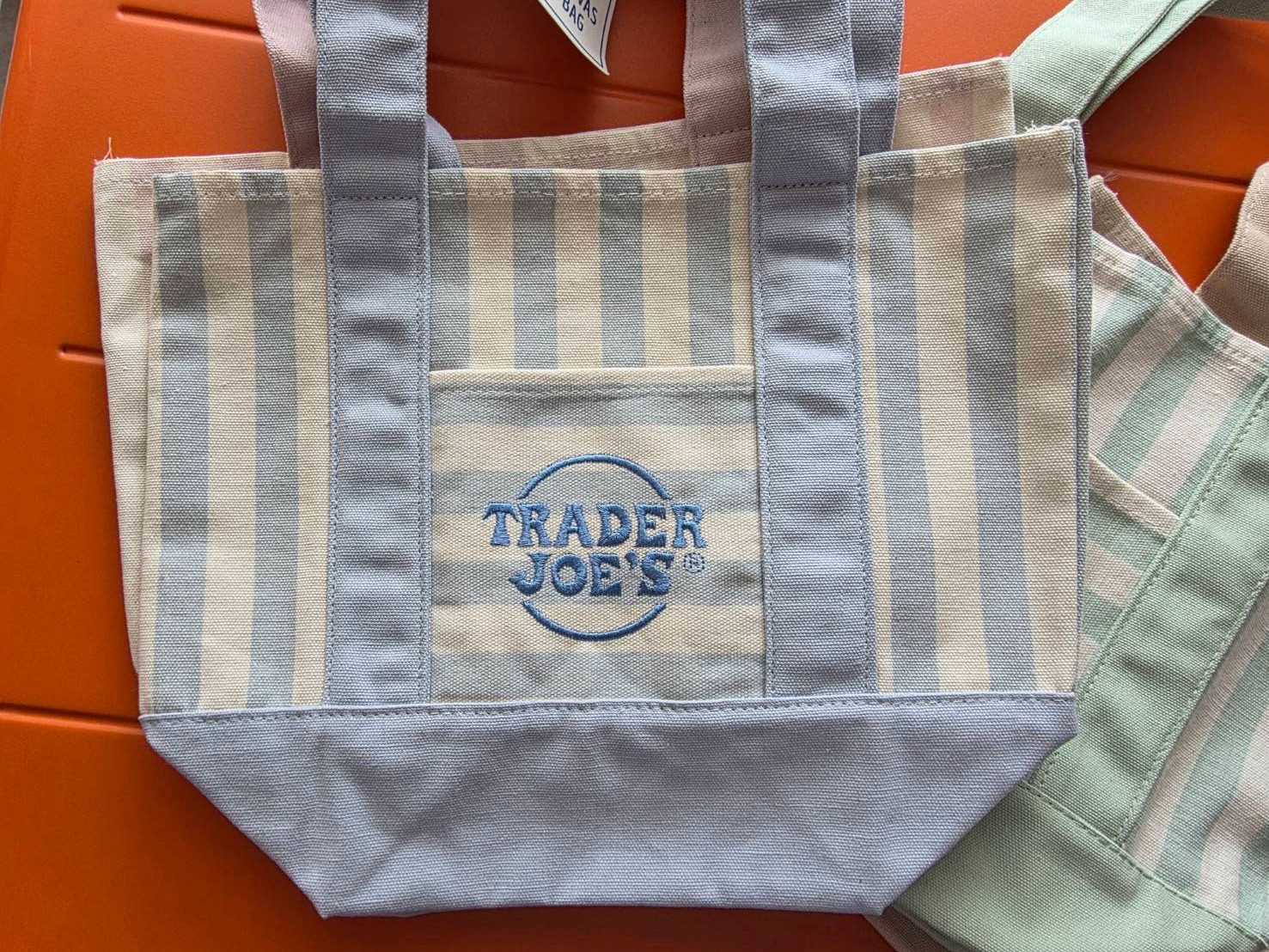 Trader Joe’s Striped Mini Canvas Tote Bag Lot 4 Multicolor 13x11x6 Small