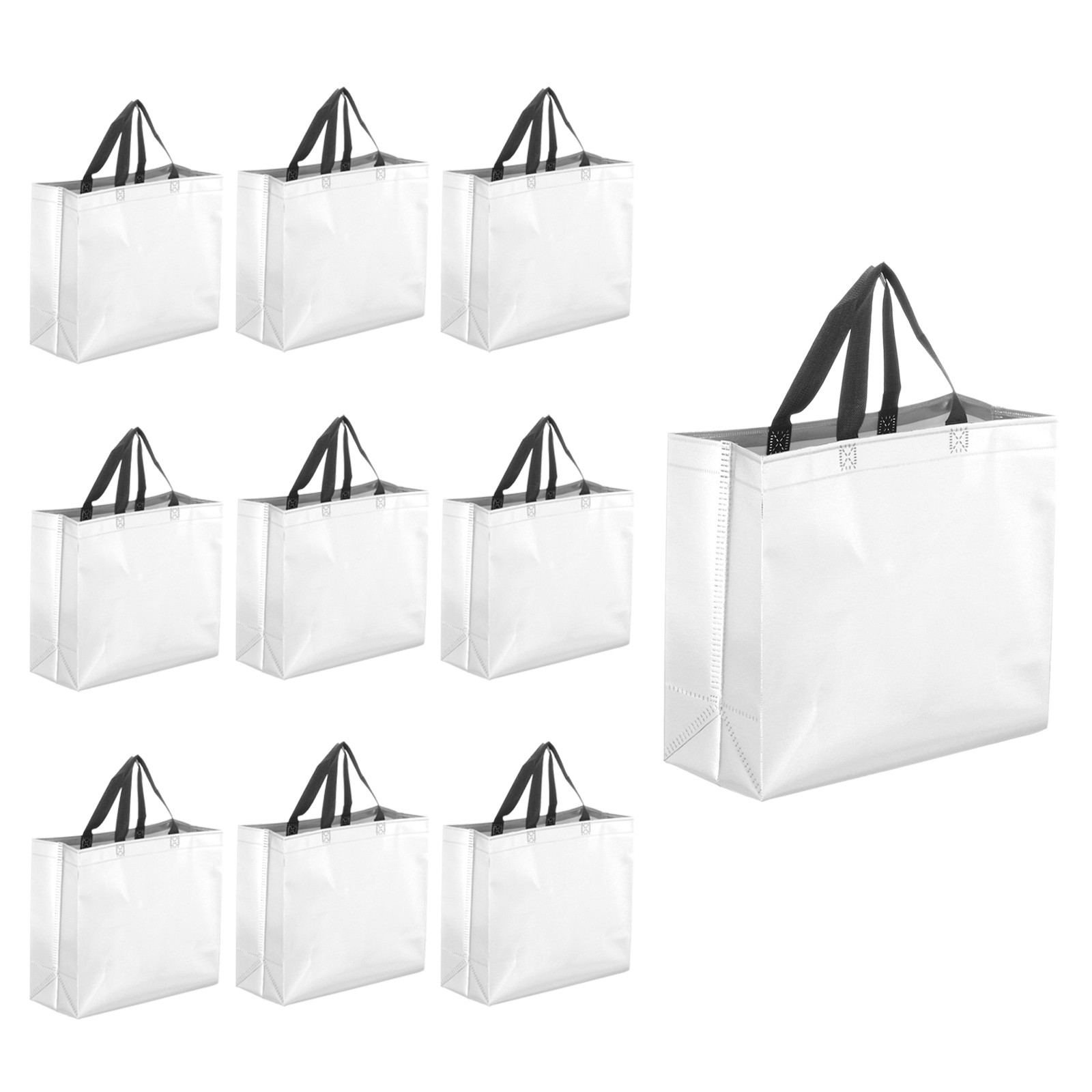 12Pcs Reusable Gift Bags with Handles 10.6 x 13 Inch Silver