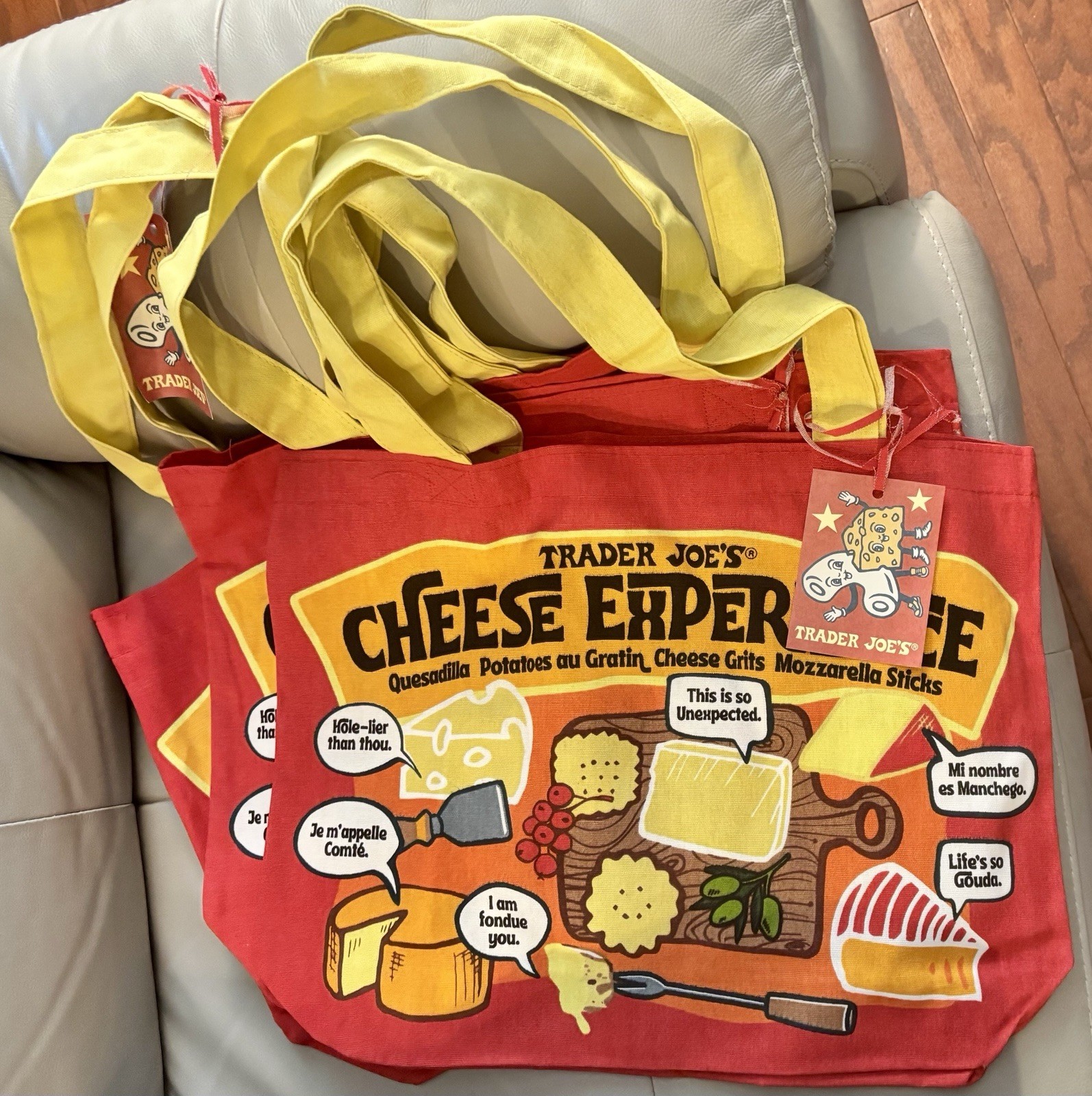 1 Trader Joe’s Cheese Adventures Cheese Themed 100% Cotton Reusable Tote Bag