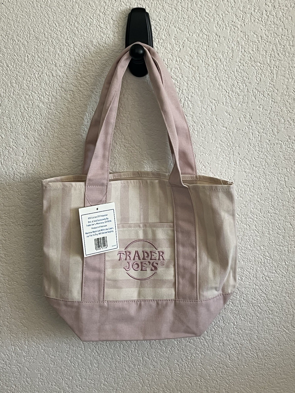 Trader Joe’s Striped Pastel Pink/Beige mini Tote Bag
