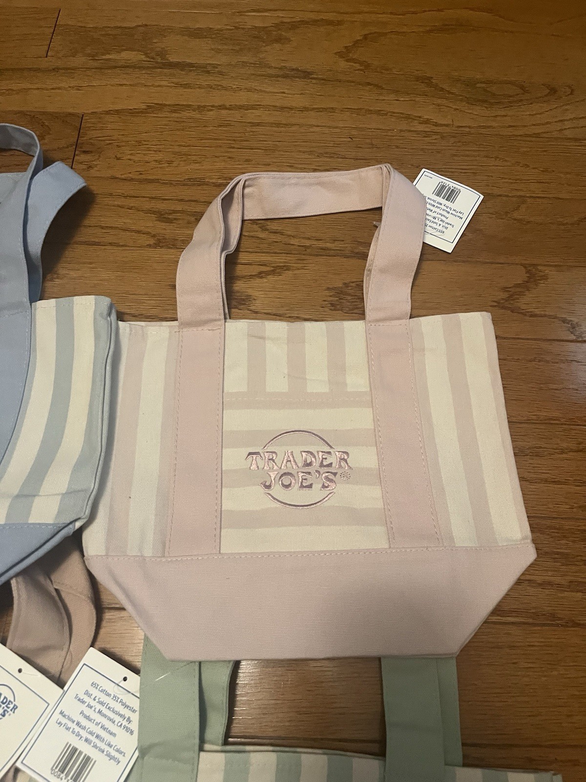 Trader Joe Limited 2026 Spring Striped Mini Tote Bag Lot of All Four Color