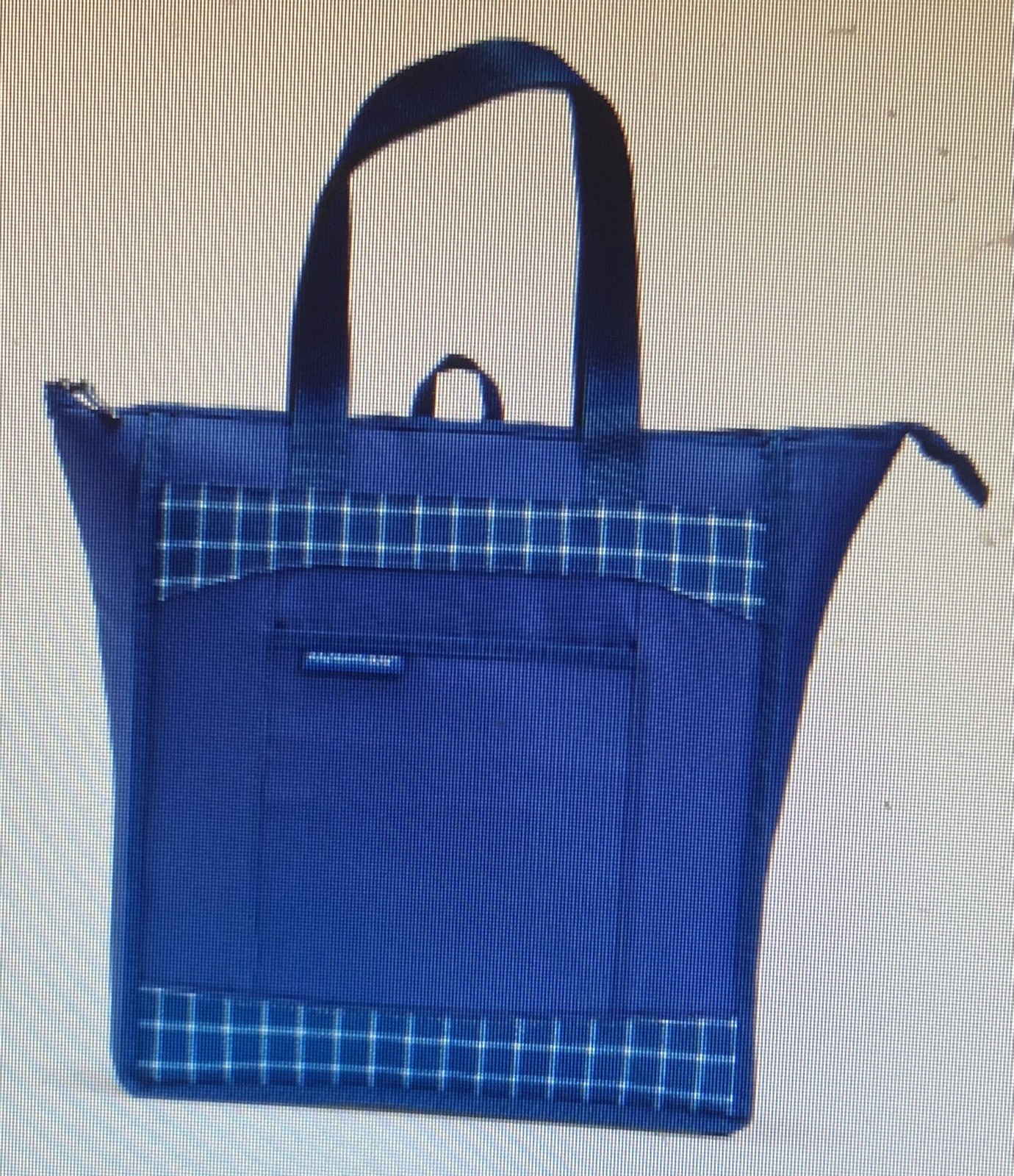 Rachael Ray Chillout Tote Bag Blue Gingham Hot Cold Reusable Grocery Bag New