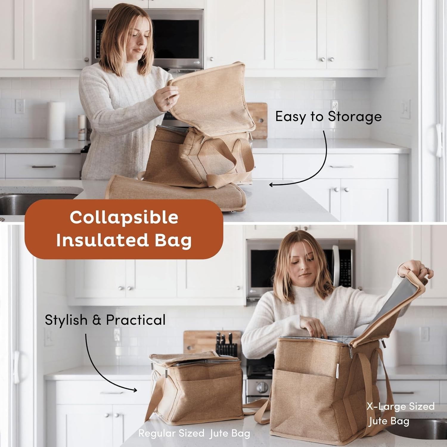 Reusable Insulated Grocery Bag – Leak Proof, X Large Cooler Bag – Insulated S…
