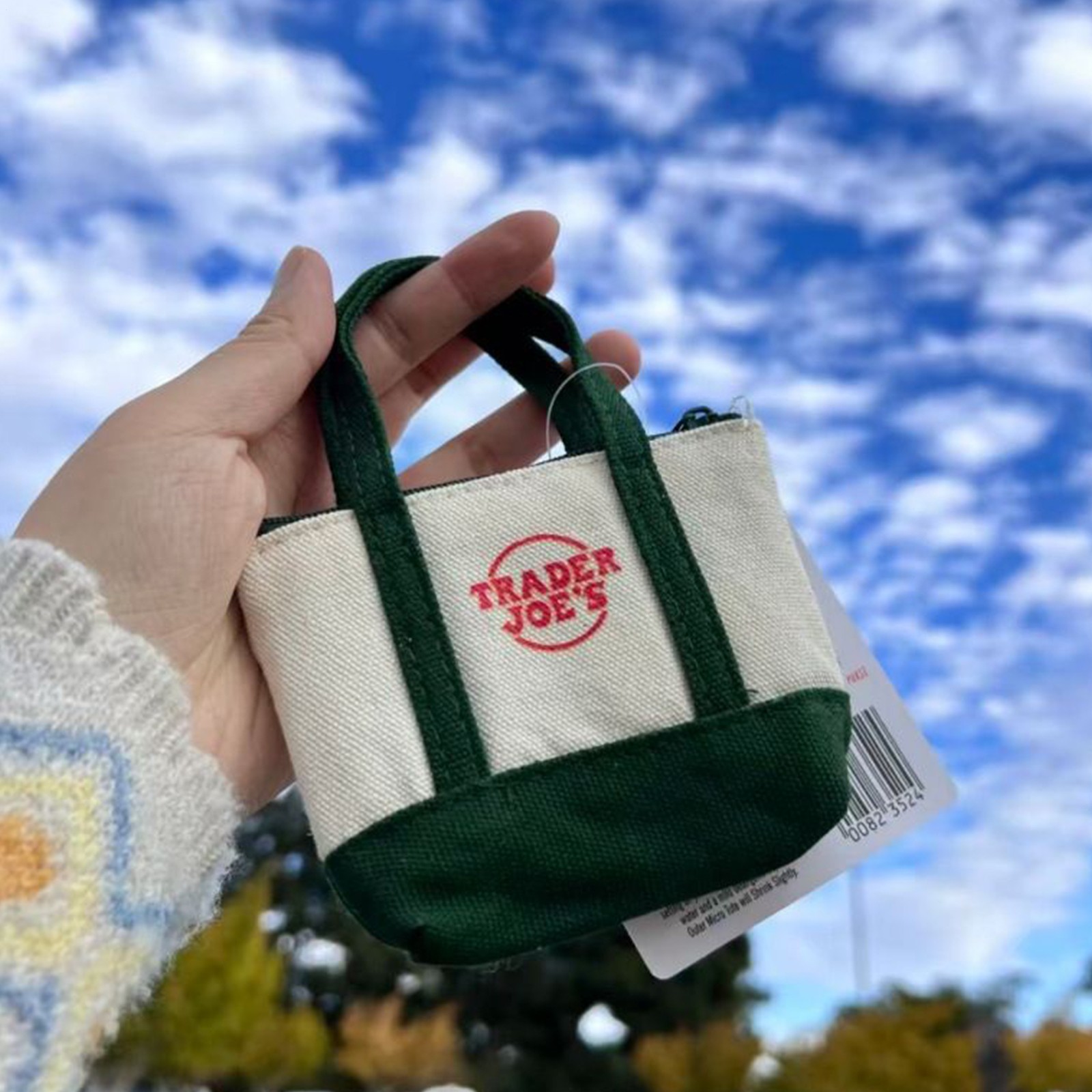 Trader Joe’s Canvas Micro Tote Grocery Bag 1-3pc Christmas Limited Hot