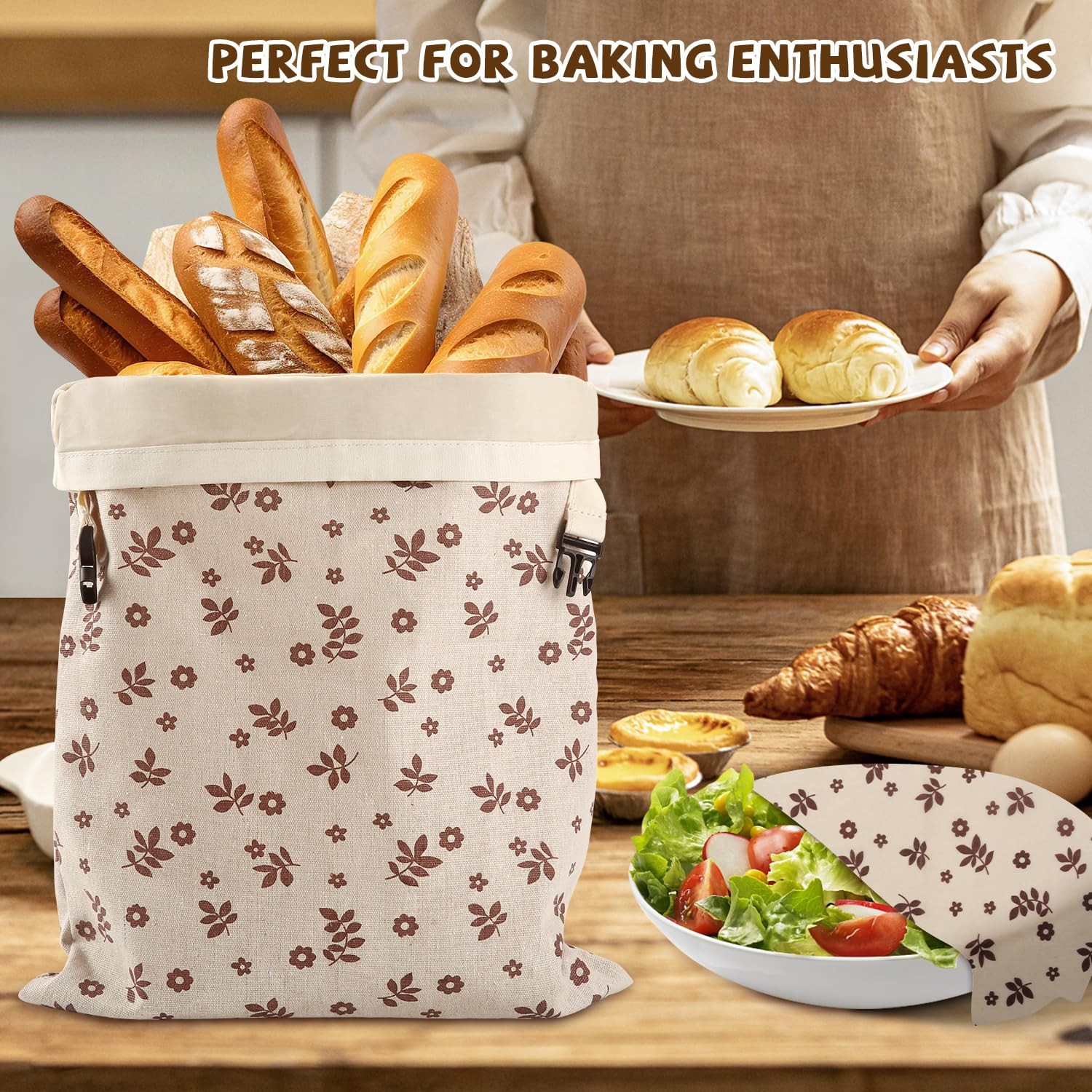 Beeswax Bread Bags, Reusable 17″ X 13″, Coffee brown bread bag and wrap