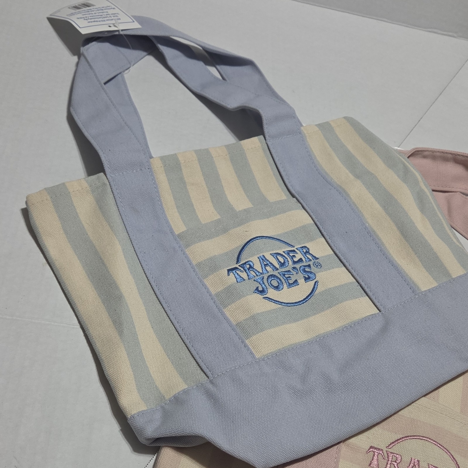 Trader Joe’s 3-Pack Striped Multicolor Reusable Tote Bags 11x11x12 in