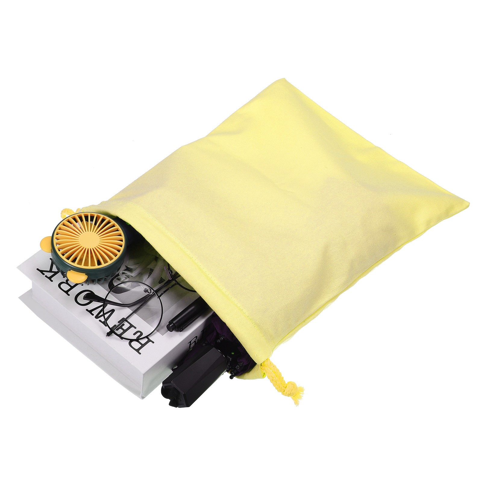3pcs Reusable Drawstring Bags, 10×12.6″ Multipurpose Bags, Light Yellow