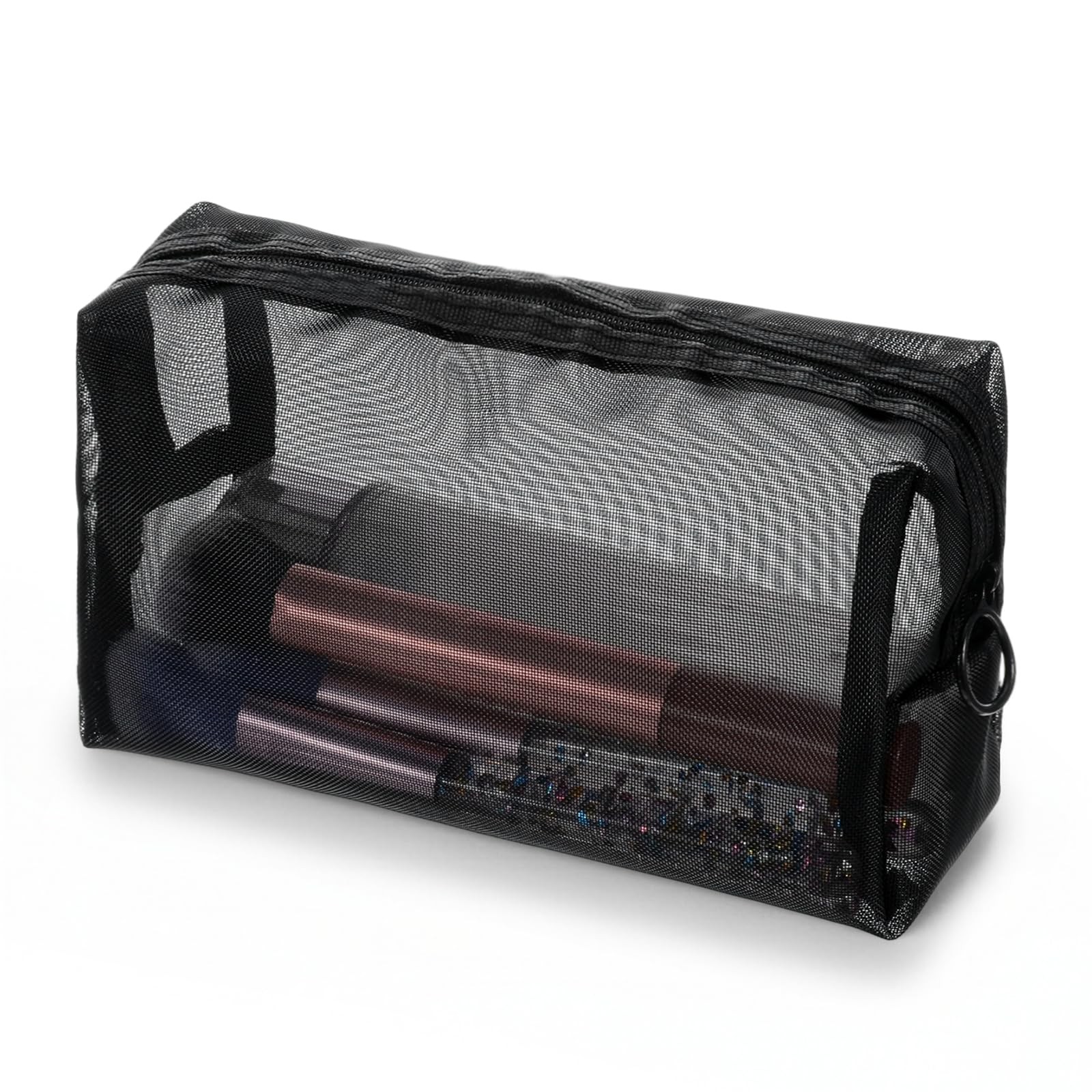 Xelsluthe Mesh Makeup Bags, 18 x 6 x 10 cm / 7.1 x 2.4 x 3.9 inches, Black