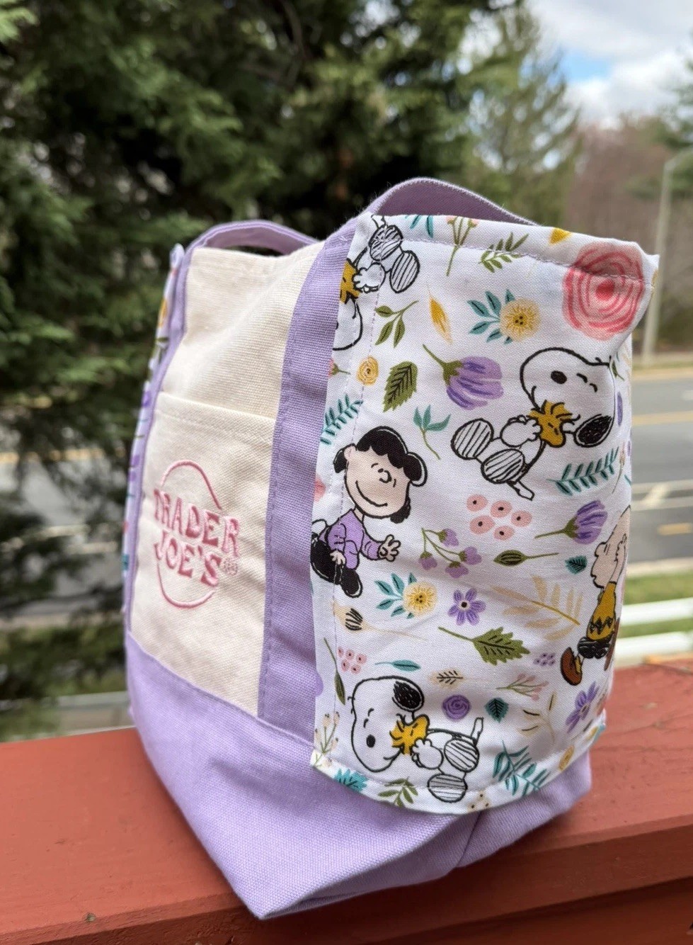 Snoopy Peanuts Trader Joe’s Mini Canvas Tote -Purple, Spring 2026 Handmade w/tag