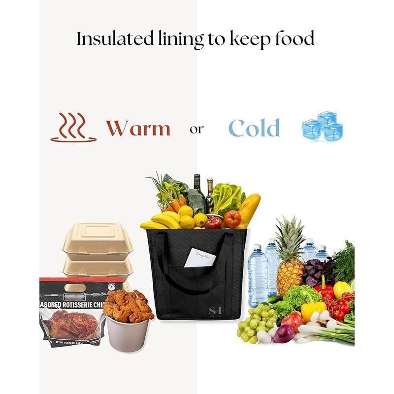 Insulated Reusable Grocery Bags 4 Pack Durable Foldable Thermal Coolers New
