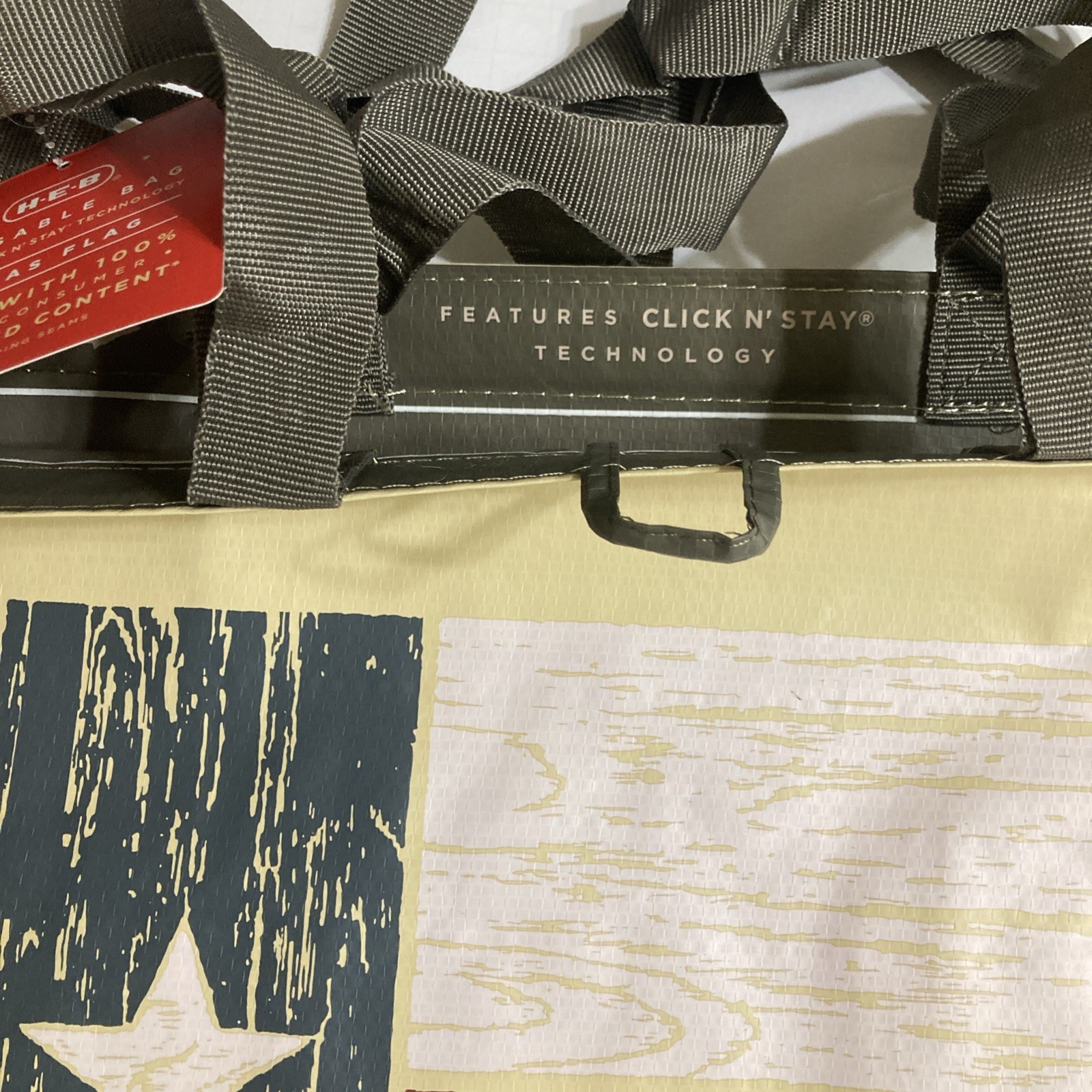 HEB Texas Tote Bag Flag Click and Stay Red White Blue New