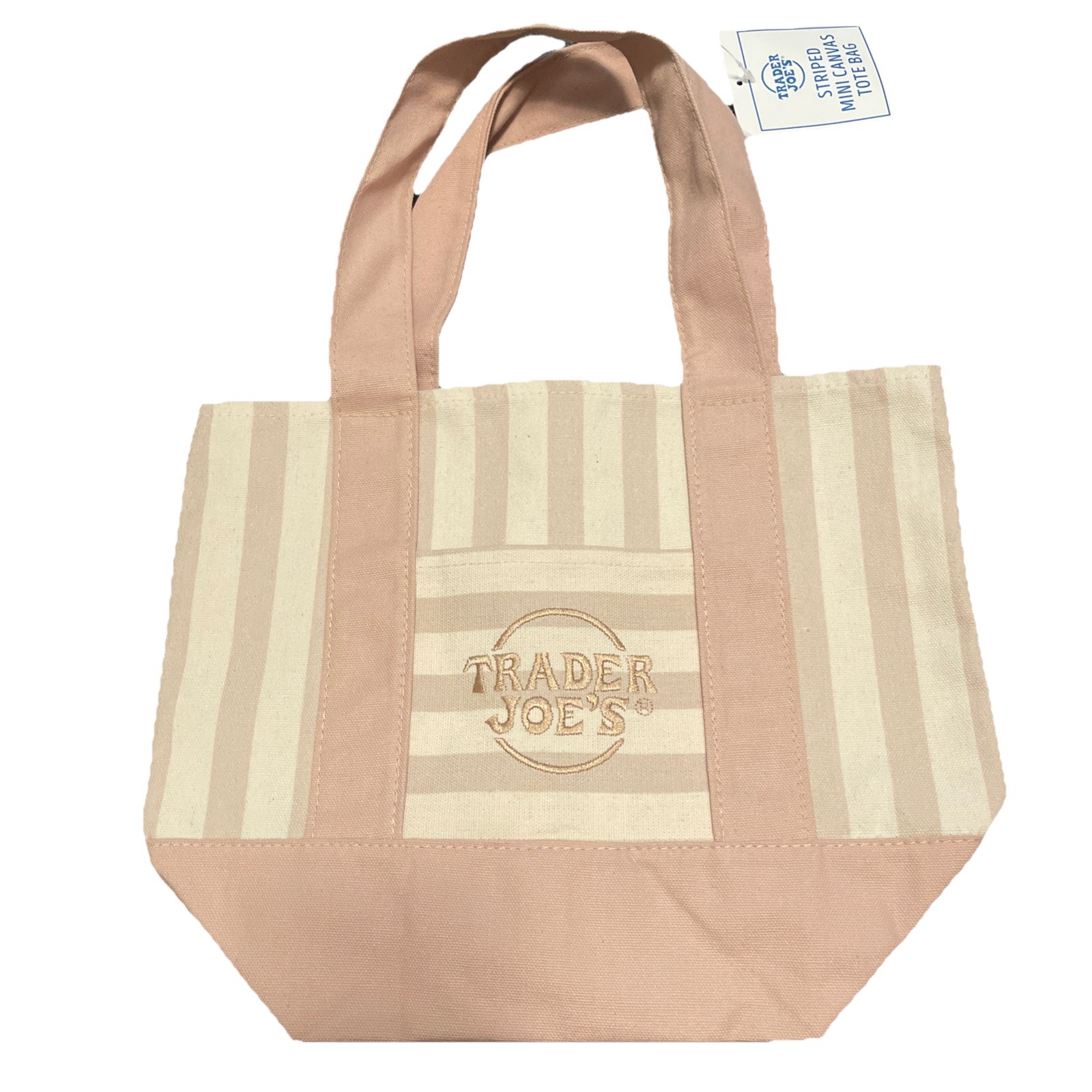 Trader Joe’s Limited Mini Canvas Pastel Striped Tote Bag 2026 Beige/Tan