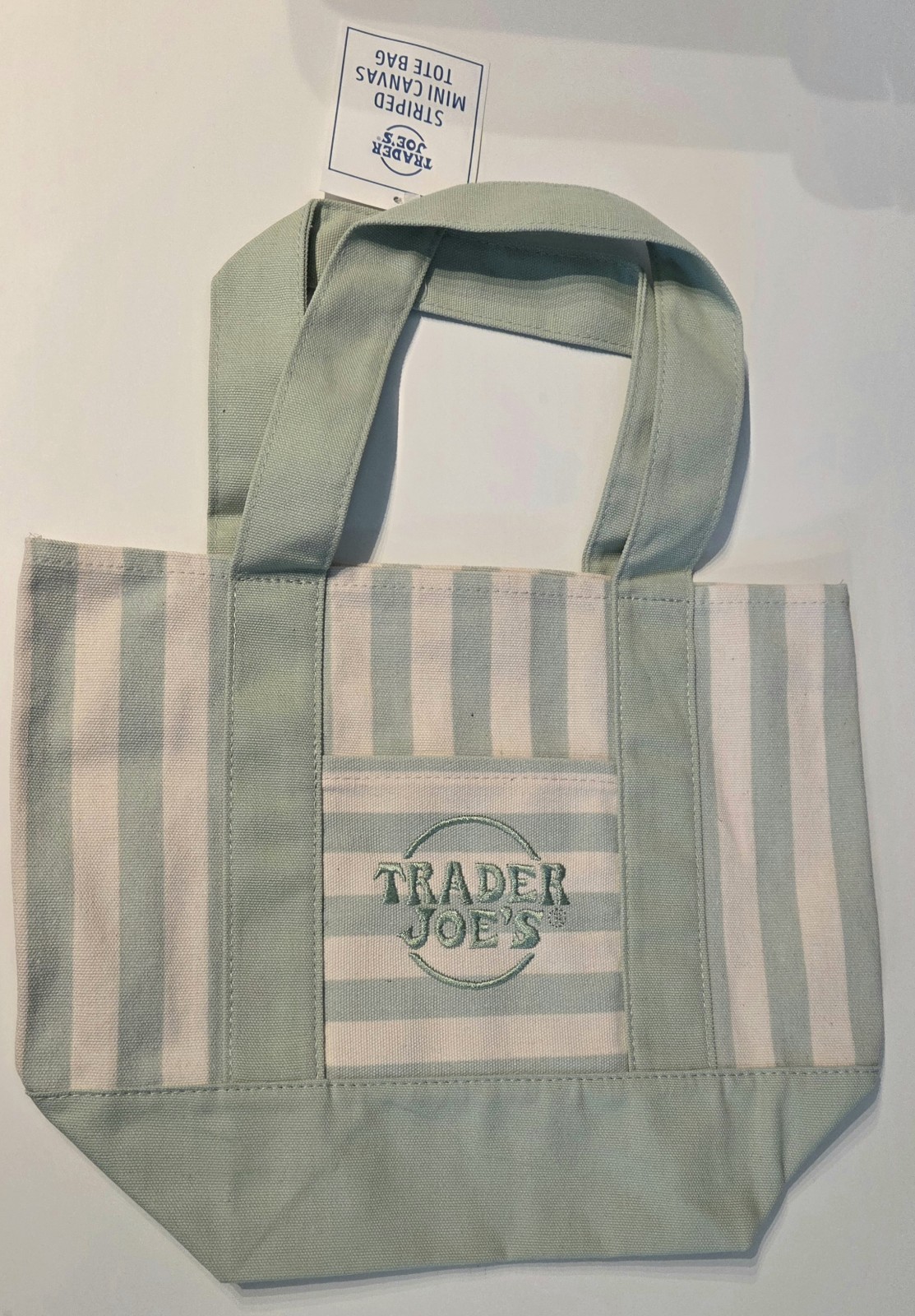 New! Trader Joe’s Set Of 4 Mini Pastel Striped Canvas Tote Bag Limited Edition