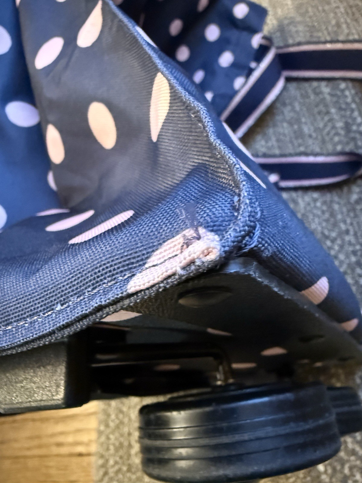 EUC OG Foldable Cath Kidston Navy w/Pink Dots Shopping Trolley Bag with Wheels