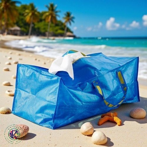 IKEA FRAKTA Blue Storage Bag – 20 Gallon, Reusable with Zipper & Dual Handles
