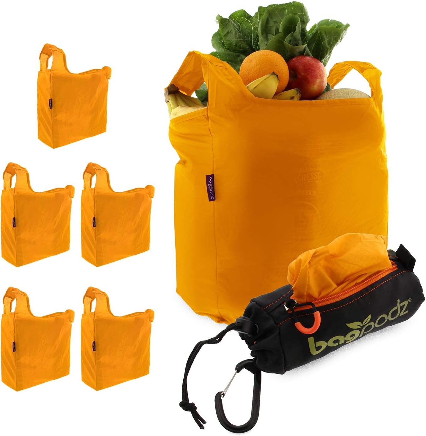 Bagpodz Sturdy Reusable Grocery Bags Foldable and Washable – Made from Ripstop N