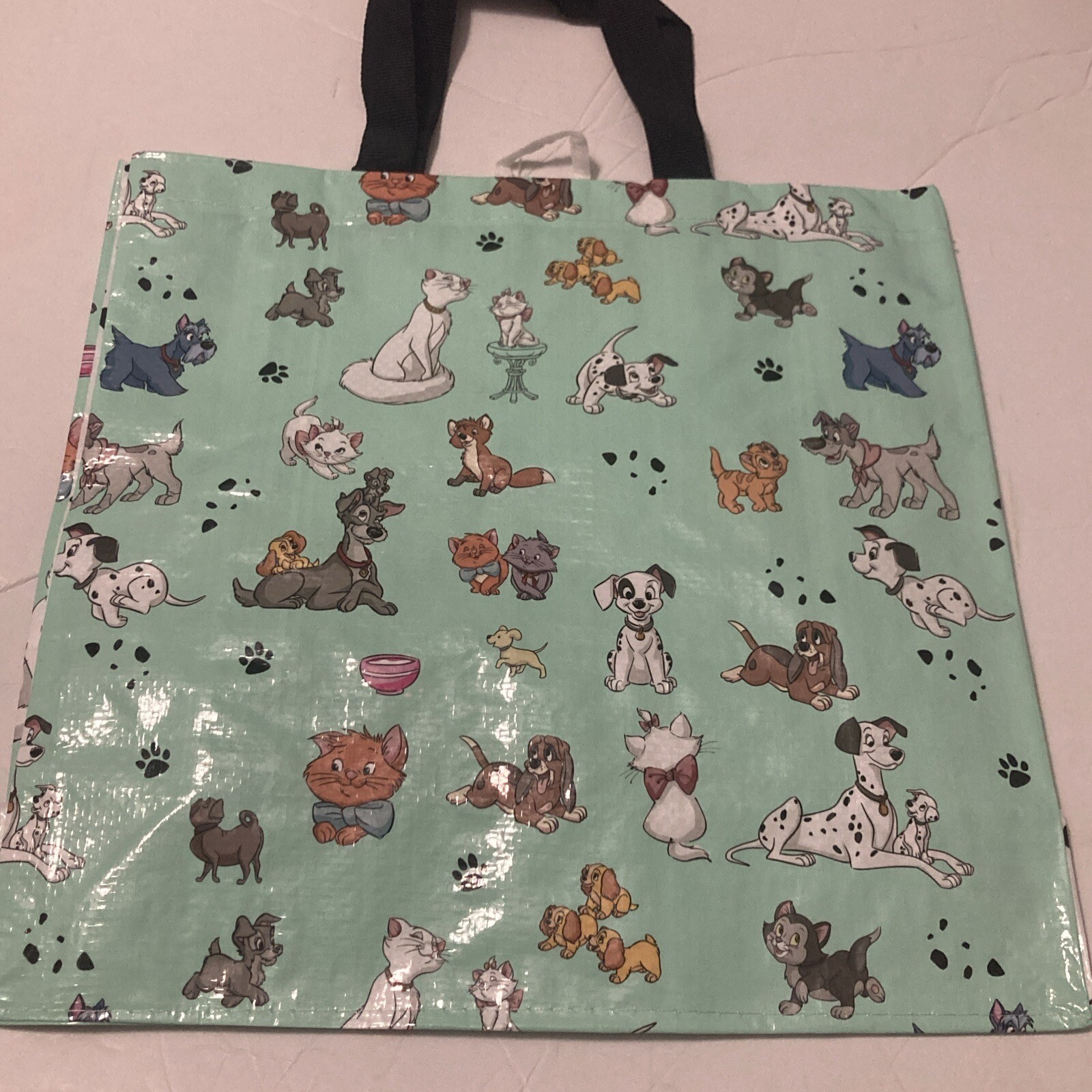 Tesco Disney Dogs Cats Tote Bag Mint Green Fox Hound Lady Tramp Dalmatian New