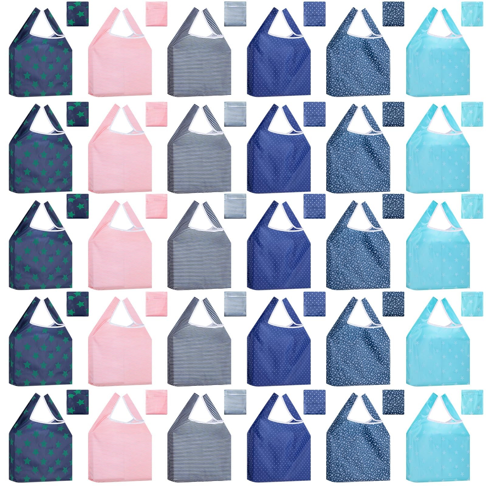 Paterr 30 Pack Mixed Color Reusable Shopping Grocery Bags Foldable Grocery Ba…