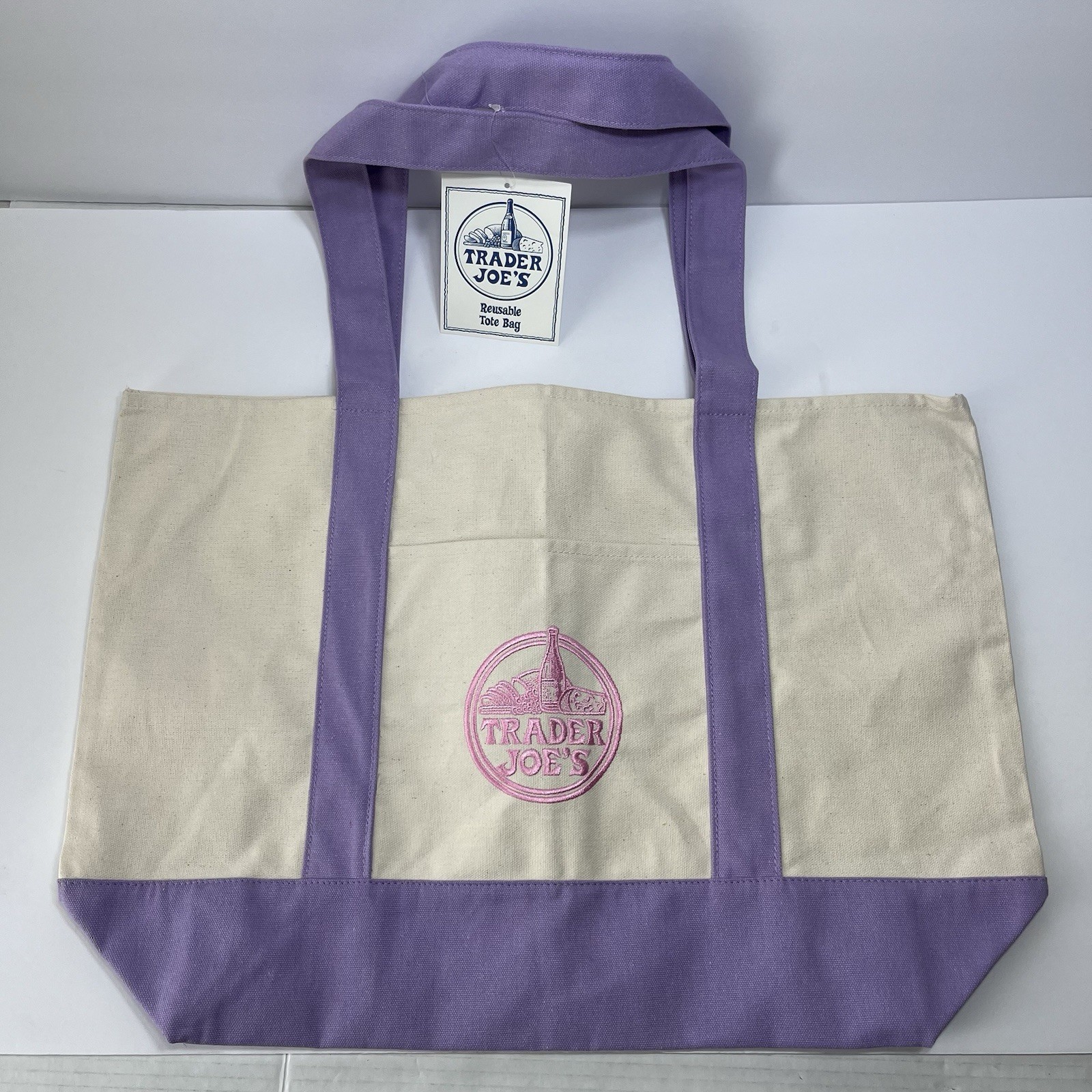 Trader Joe’s Large Purple Tote Shopping Bag Lavender Canvas New W/Tags