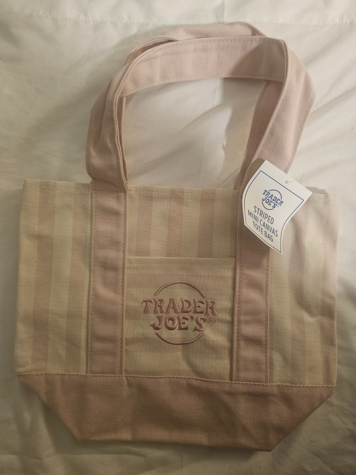 Trader Joe’s Mini Canvas Tote Bag (all colors: pink, blue, green and beige/tan)
