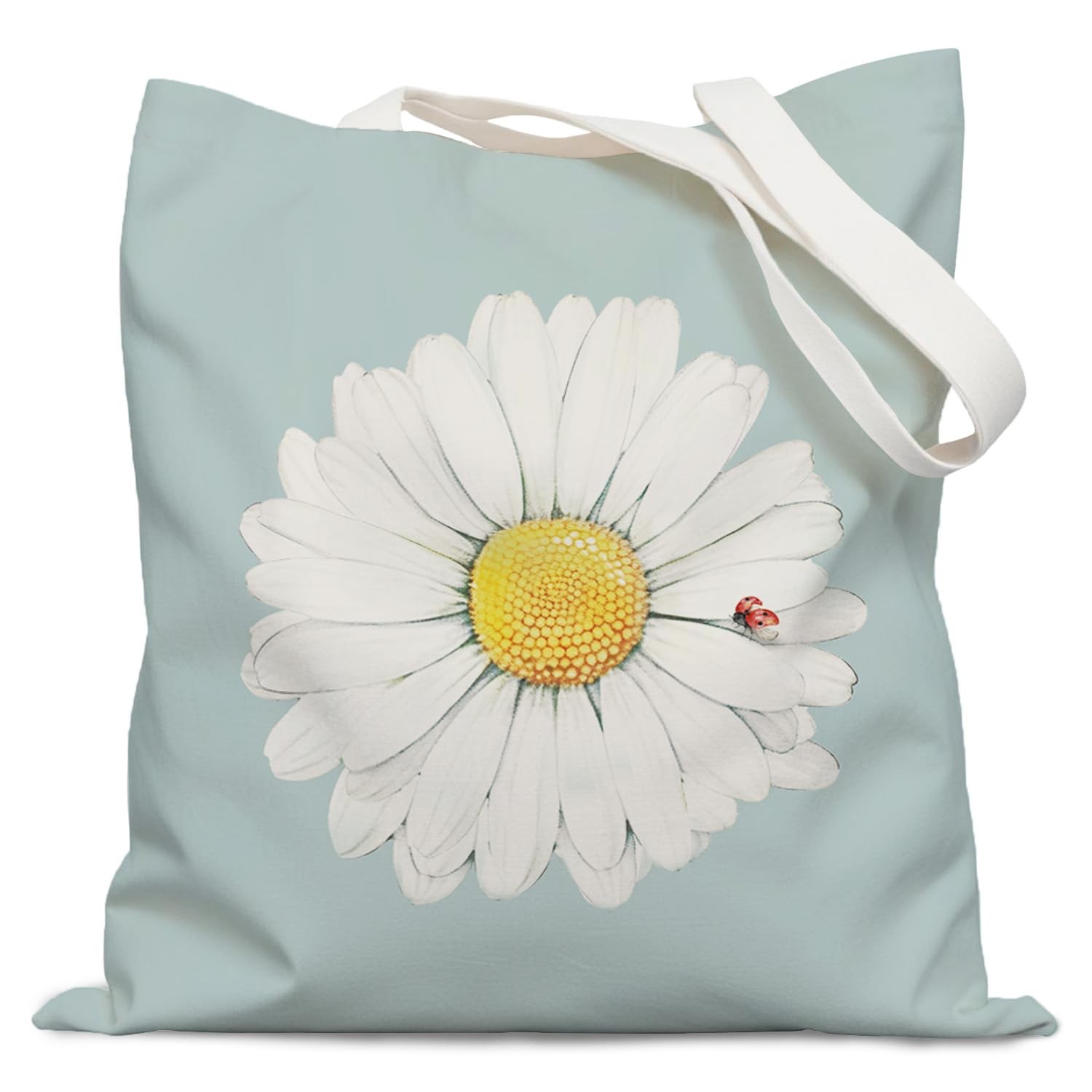 207-ZM-FBB-flower canvas bag tote bag, White